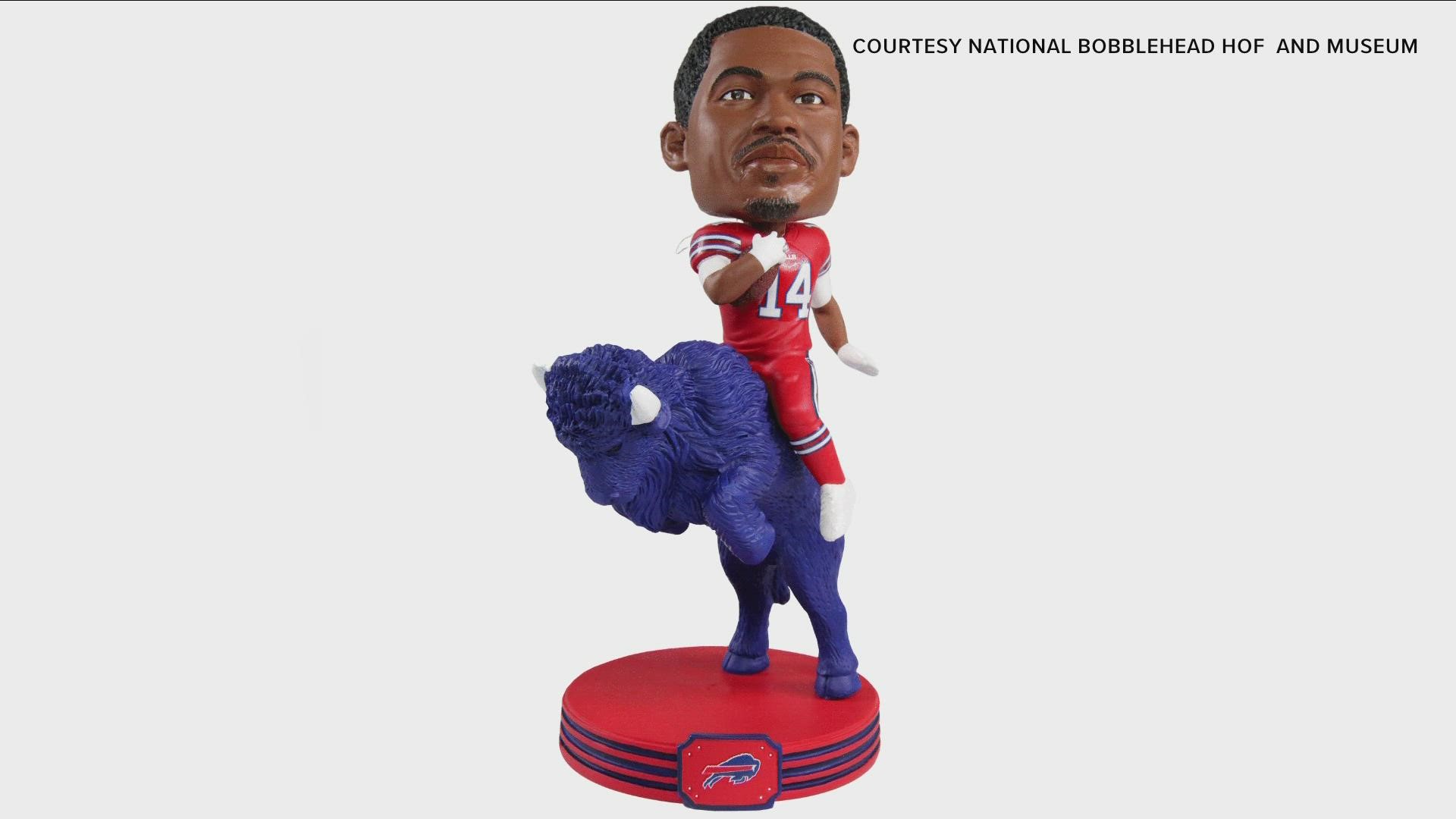 In honor of the wide receiver's birthday, the National Bobblehead Hall of Fame and Museum is releasing a limited-edition bobblehead featuring Diggs riding a buffalo.