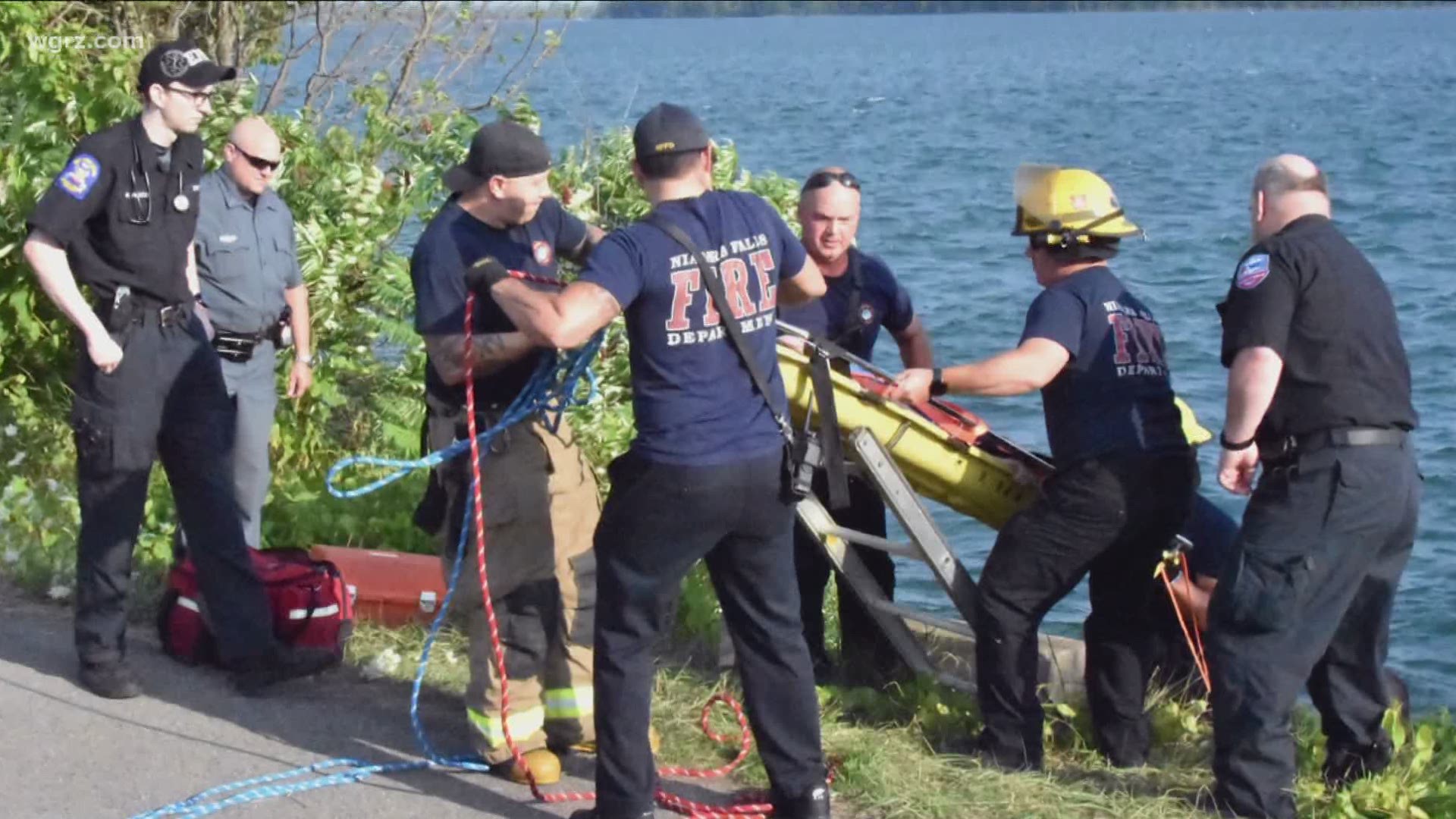 According to Niagara Falls Fire officials, the woman fell down the 10-foot, steep embankment and landed on the rocks.