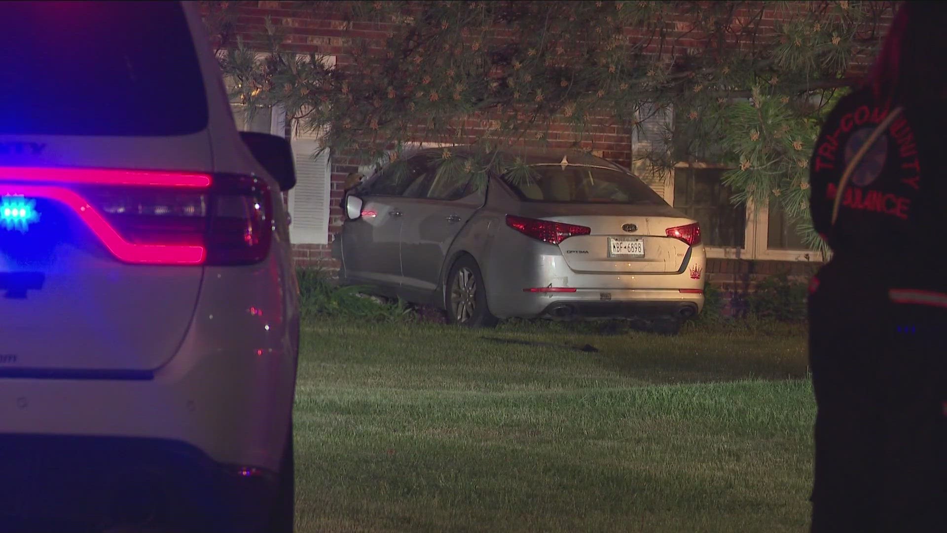 A car crashed into a building in the Town of Wheatfield overnight