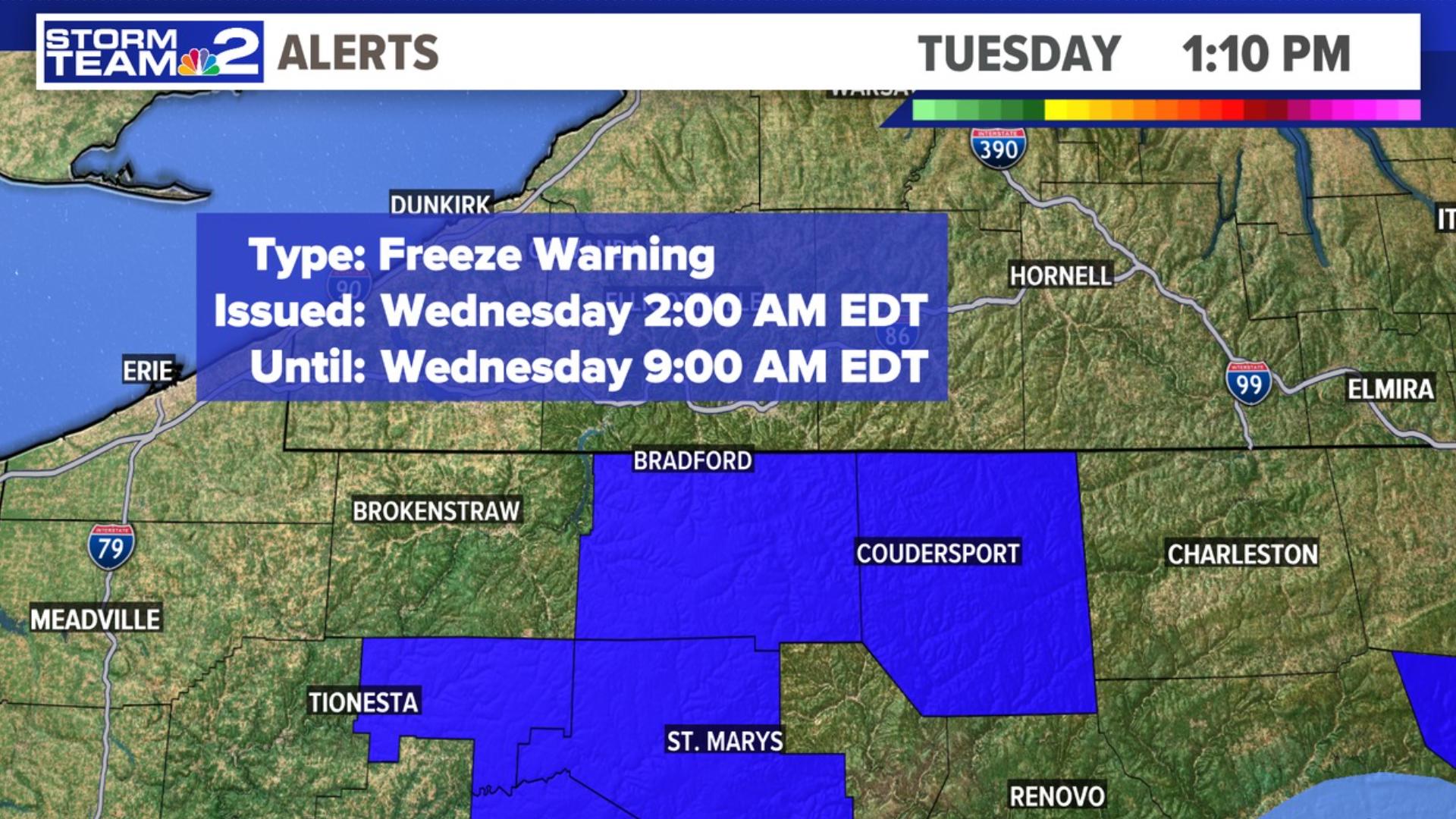 Frost Advisory and Freeze Warning for most of WNY has expired | wgrz.com