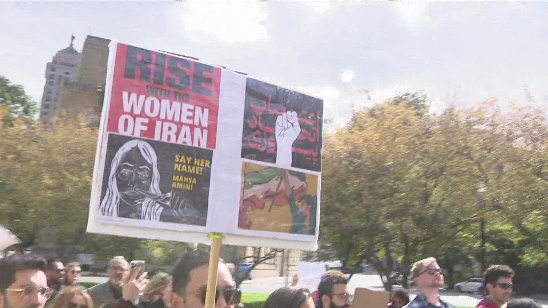 Those in attendance supported protesters in Iran who are pushing for human rights.