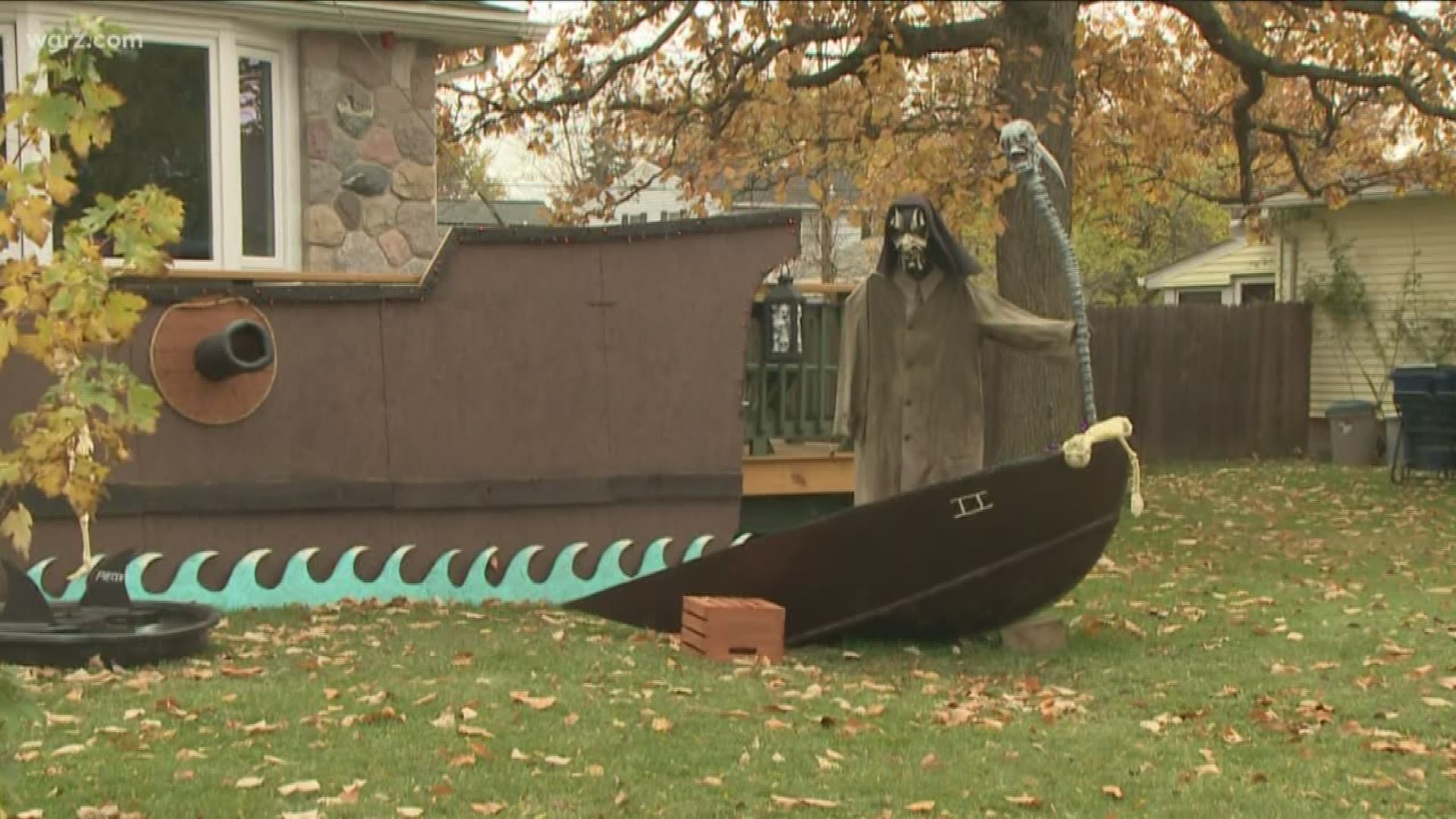 Homeowner Jerry Jarvis says he's has a lot of fun building the elaborate Halloween display in his yard