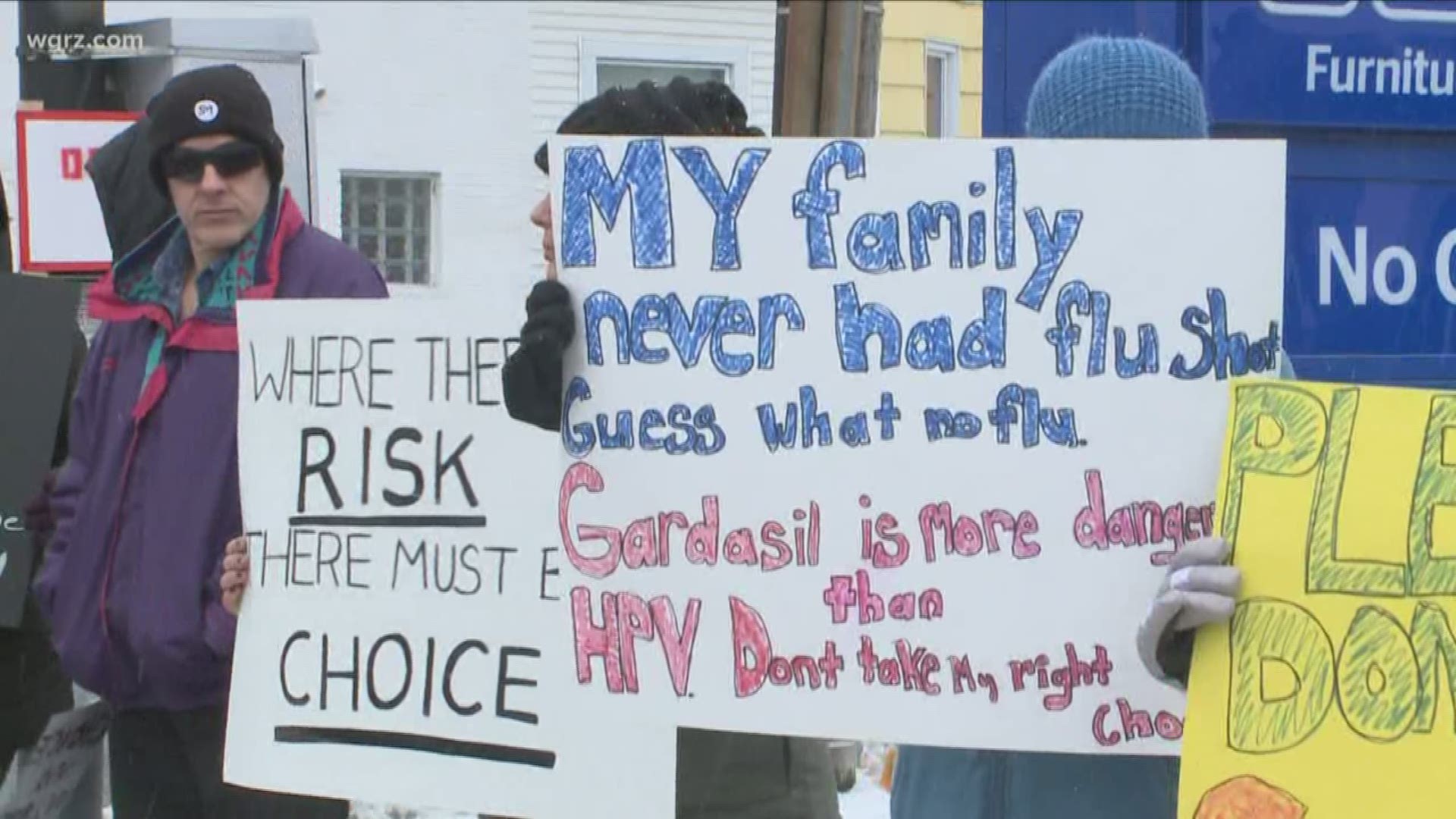 Protesters are against a bill that would require kids born on or after January 1, 2009 who are going into or already in the seventh grade to get the HPV vaccine.