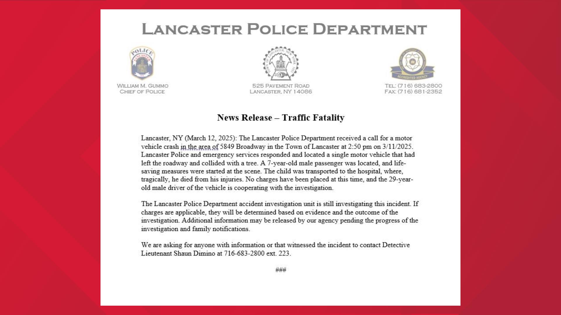 'He was full of life' | 7-year-old killed in Lancaster car crash ...