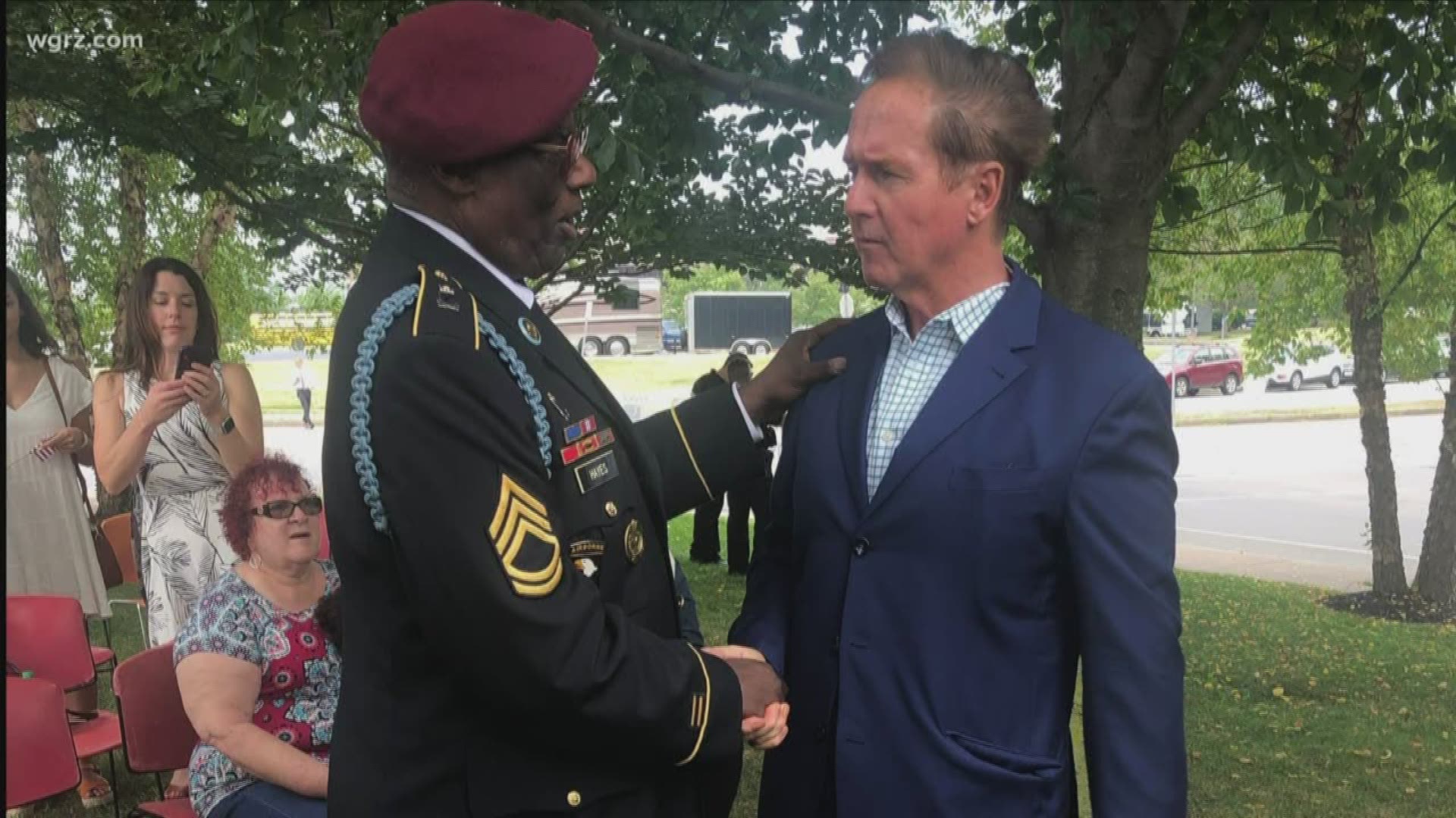 Sergeant First Class William "Roland" Hayes got a bronze star, three purple hearts and other medals from Congressman Brian Higgins