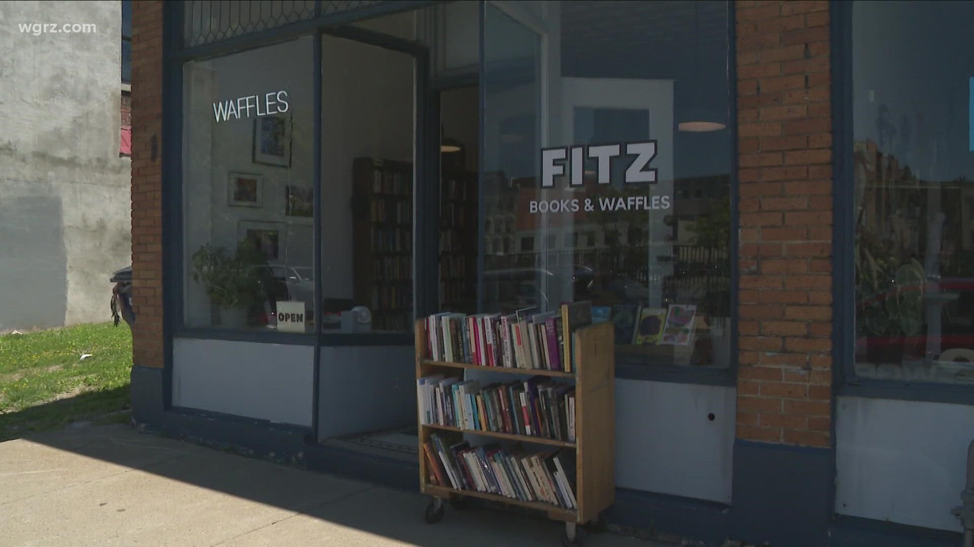 Stopping in to Fitz Books & Waffles on Ellicott street in downtown Buffalo