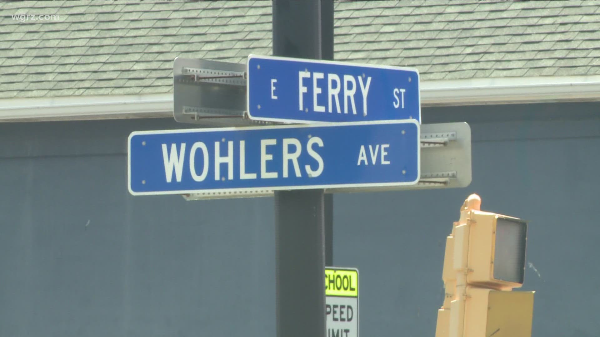 Buffalo Police say a female bicyclist was hit by a car and killed Friday night on Ferry Street near Wohlers Avenue.