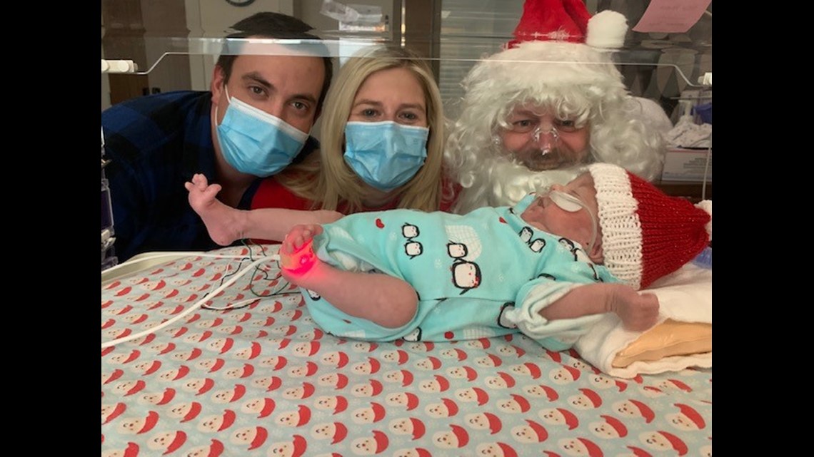 See photos of Santa visiting with tiny babies in a NICU, Tiny Babies