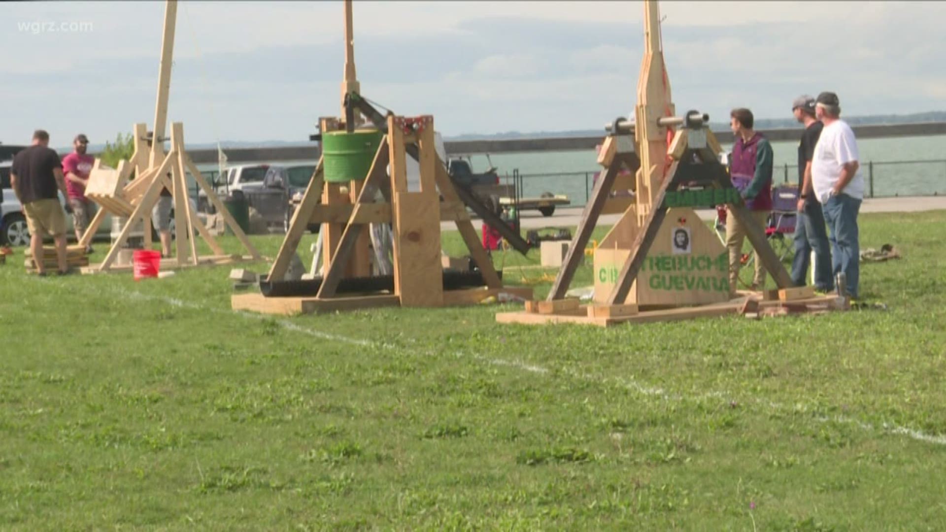 Eight local breweries built full-size catapults and launched pumpkins along the Buffalo waterfront.