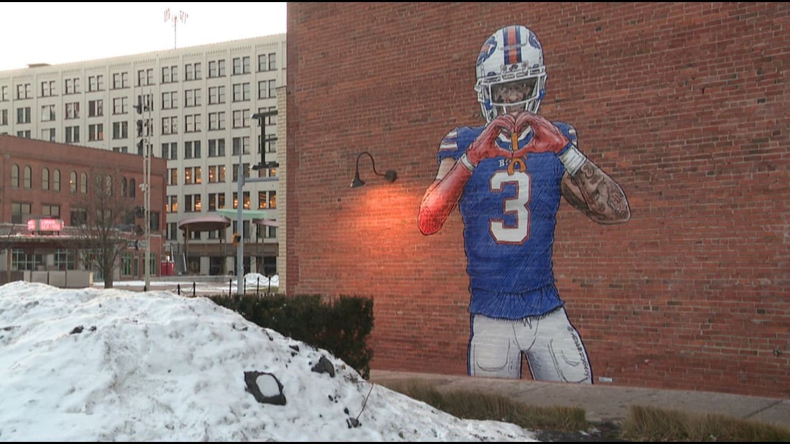 A new mural in Niagara Falls celebrates the Buffalo Bills quarterback