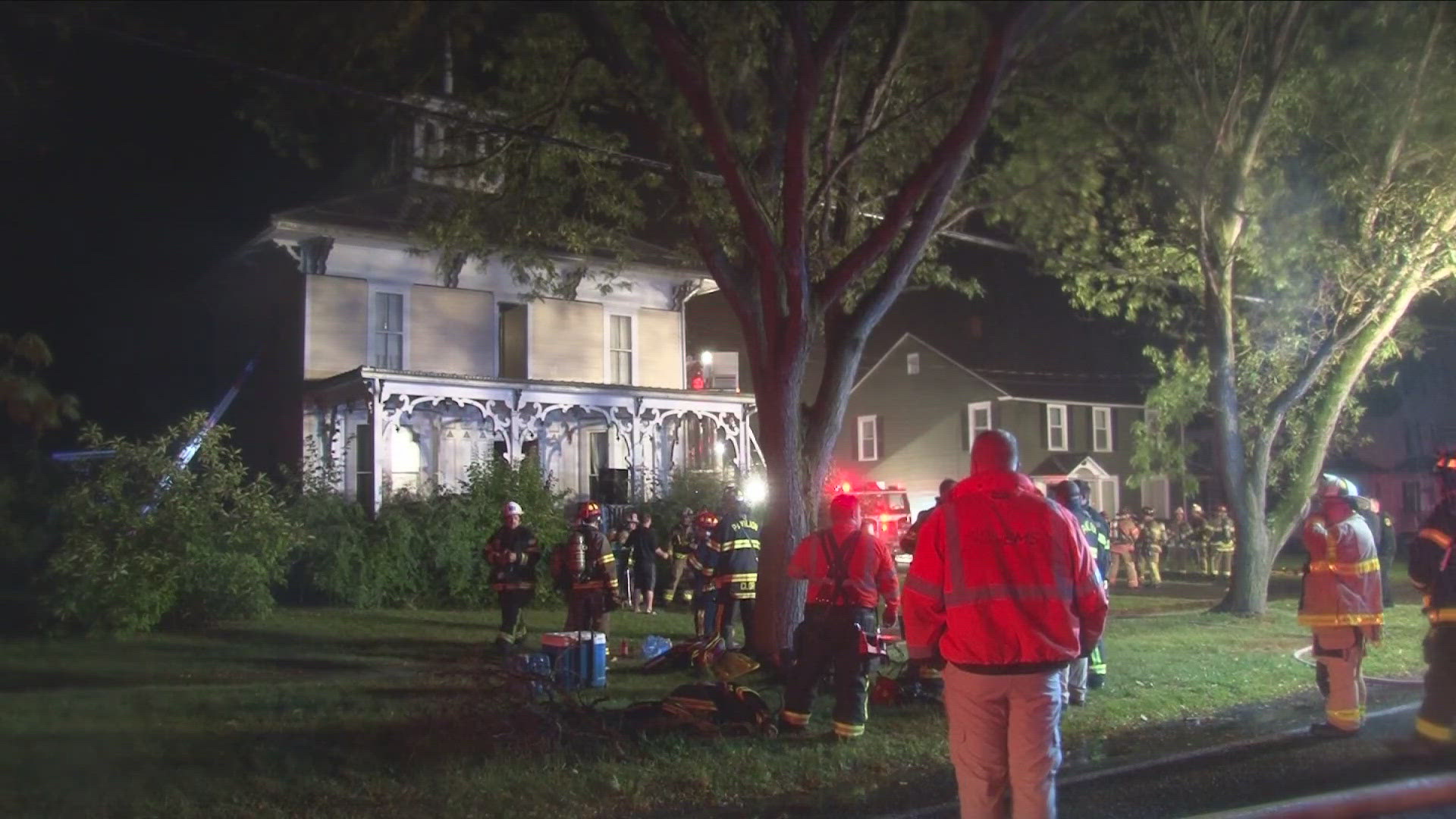 Three family members were on the roof, and a fourth was on the first floor when first responders arrived at the Town of Pavilion home.