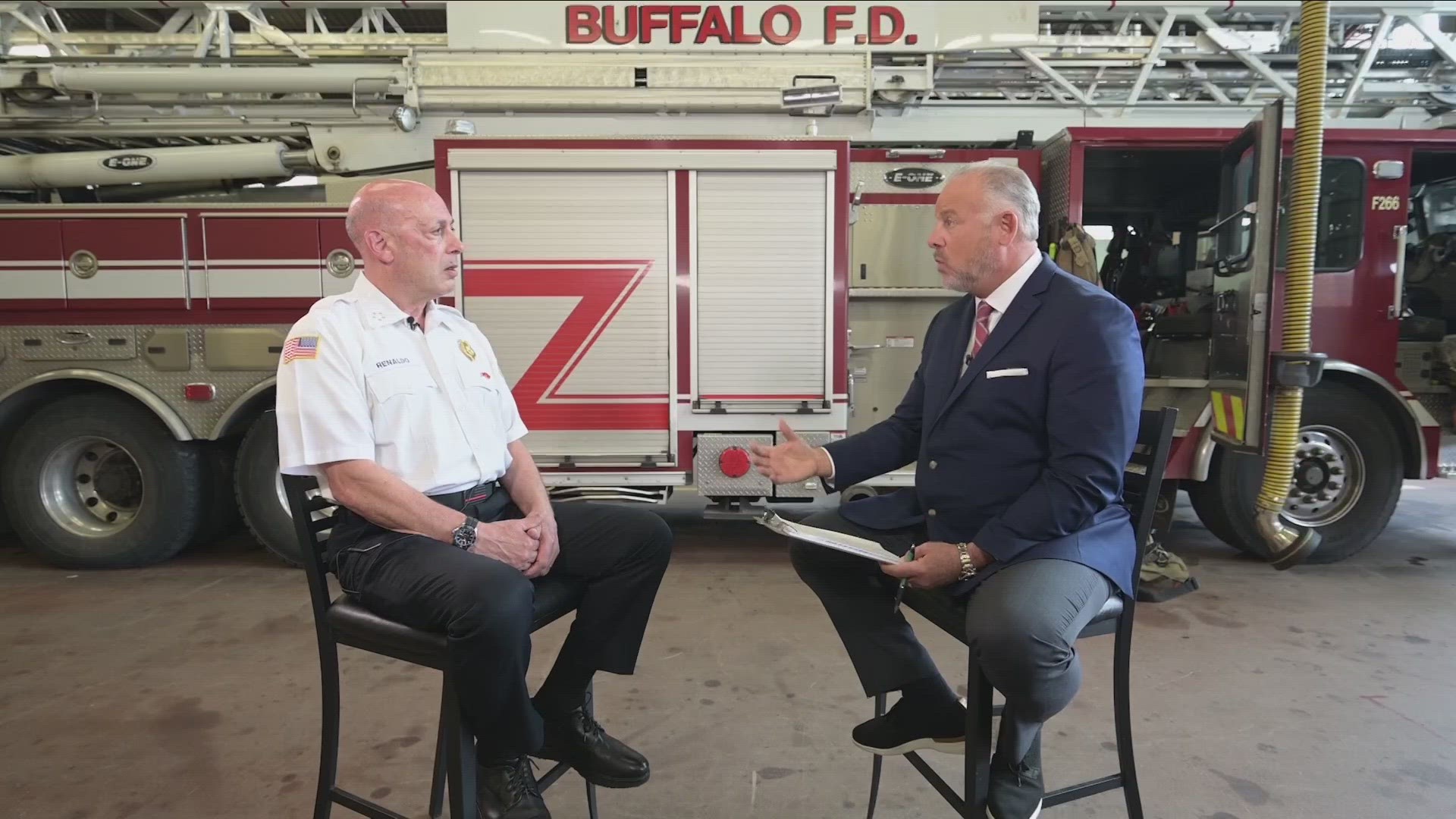 Buffalo Fire Commissioner William Renaldo answers tough questions about whether the department's equipment is safe, and about the union's criticism.