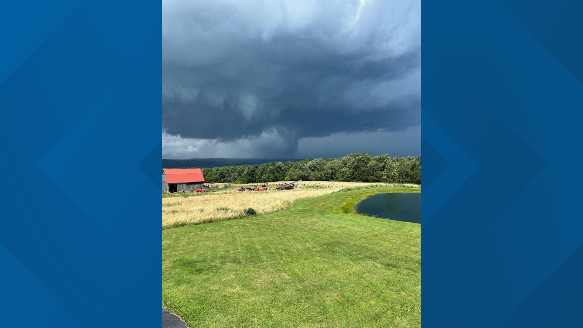 A tornado touches down in Arkwright in Chautauqua County. Video by Jackson Hickey.