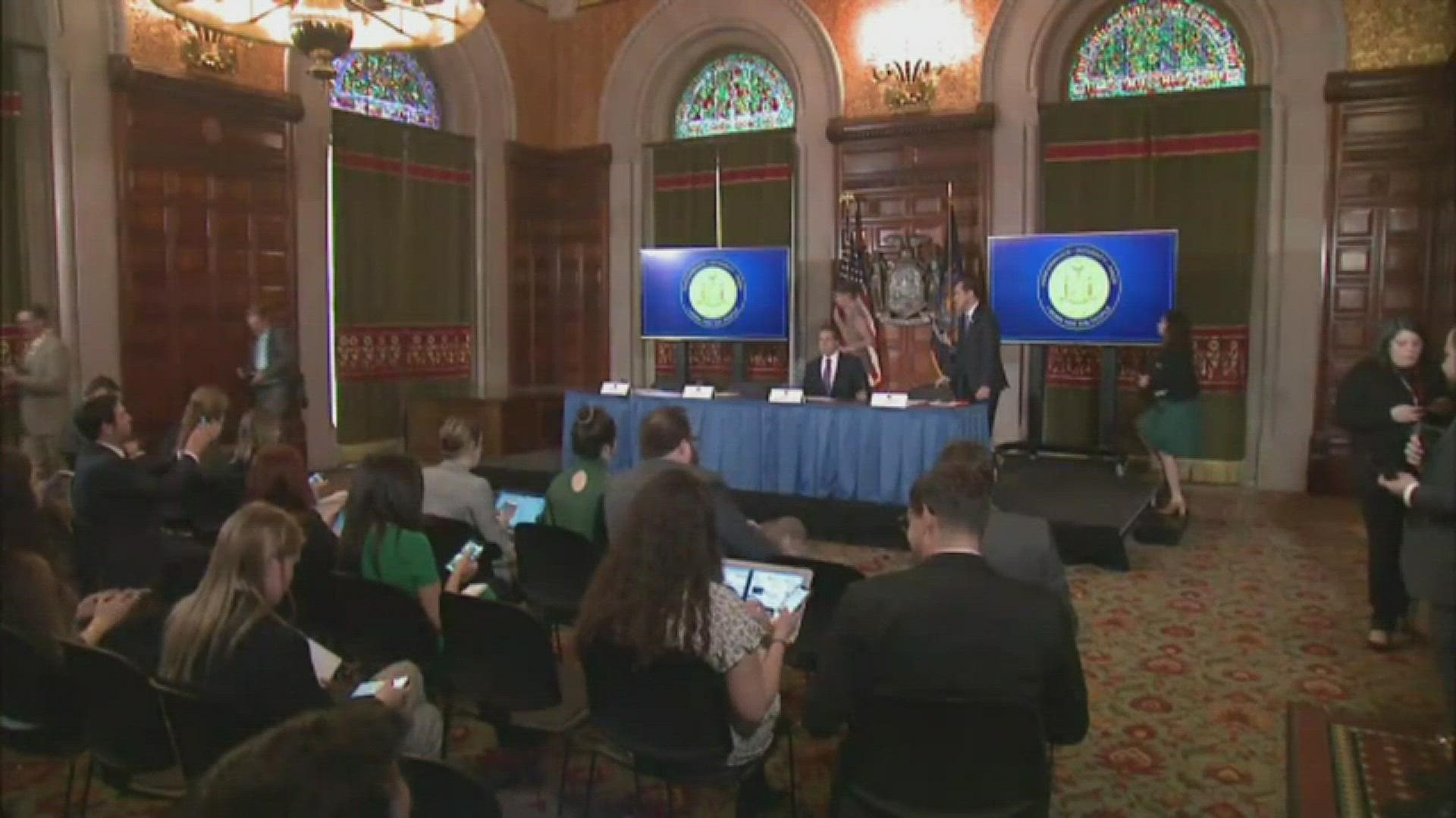 Governor Cuomo gives a coronavirus update in Albany on Wednesday