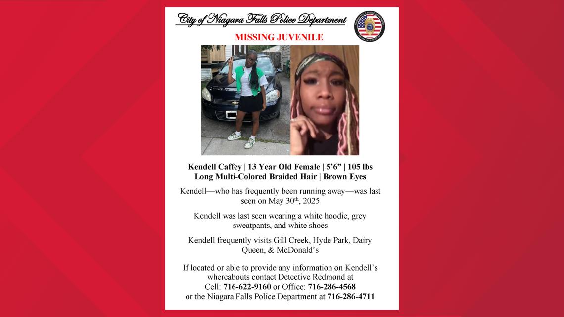 Help find missing 13-year-old Kendell Caffey in Niagara Falls