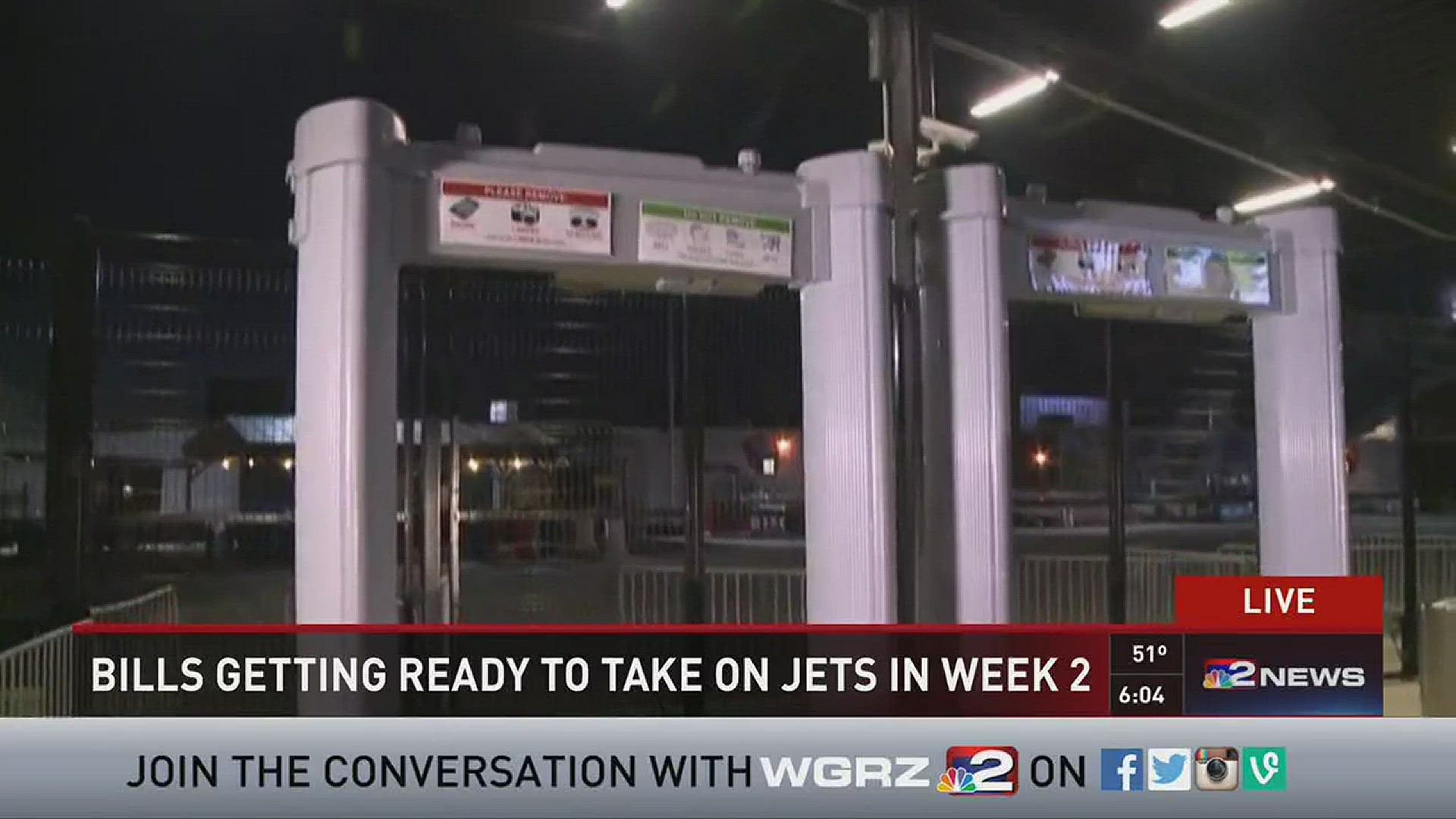 2 On Your Side's Pete Gallivan reports live from New Era Field as tailgaters and security gets ready for the Bills first home game.