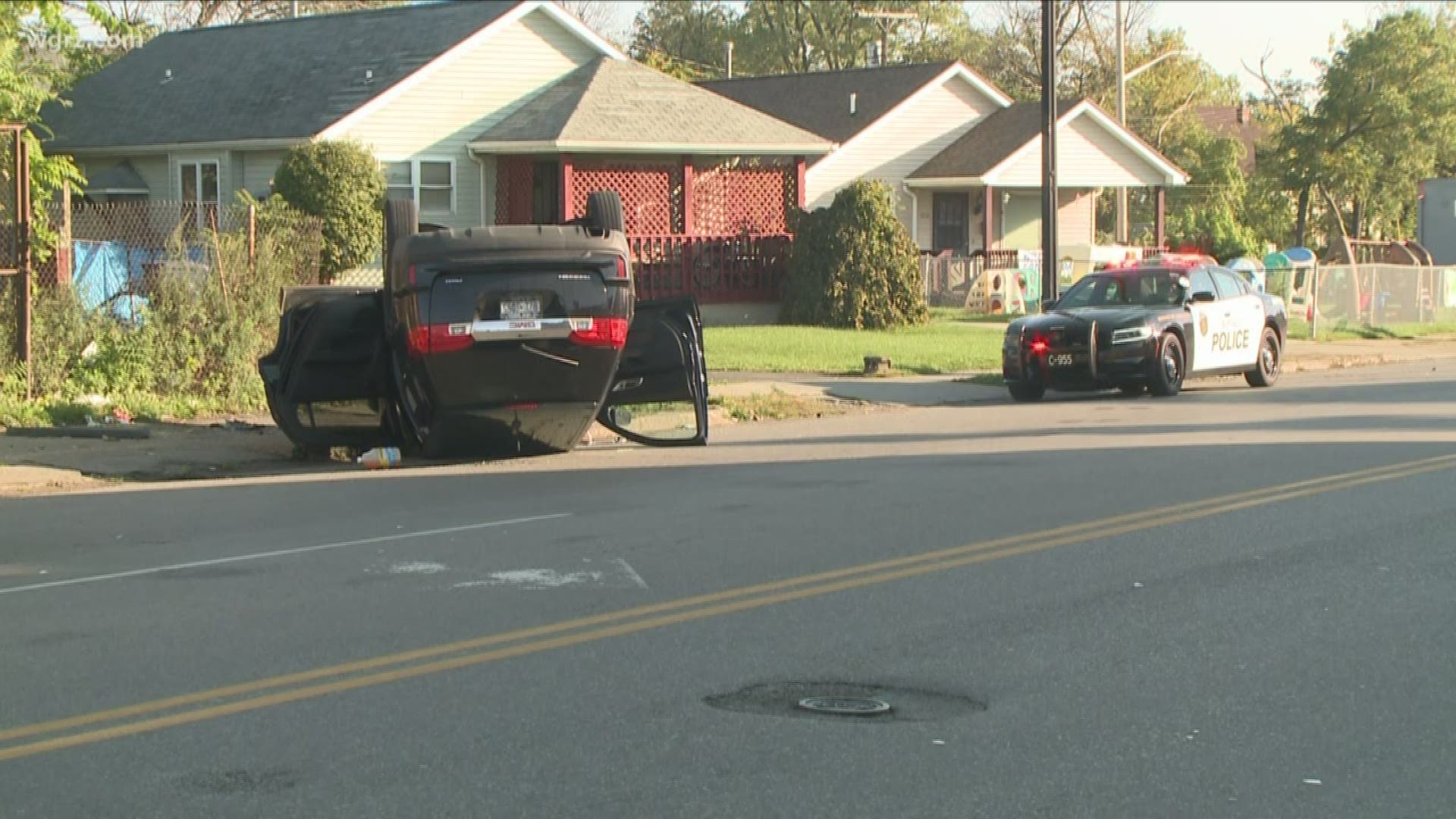 A woman ended up in the hospital this morning after a rollover crash in the city.