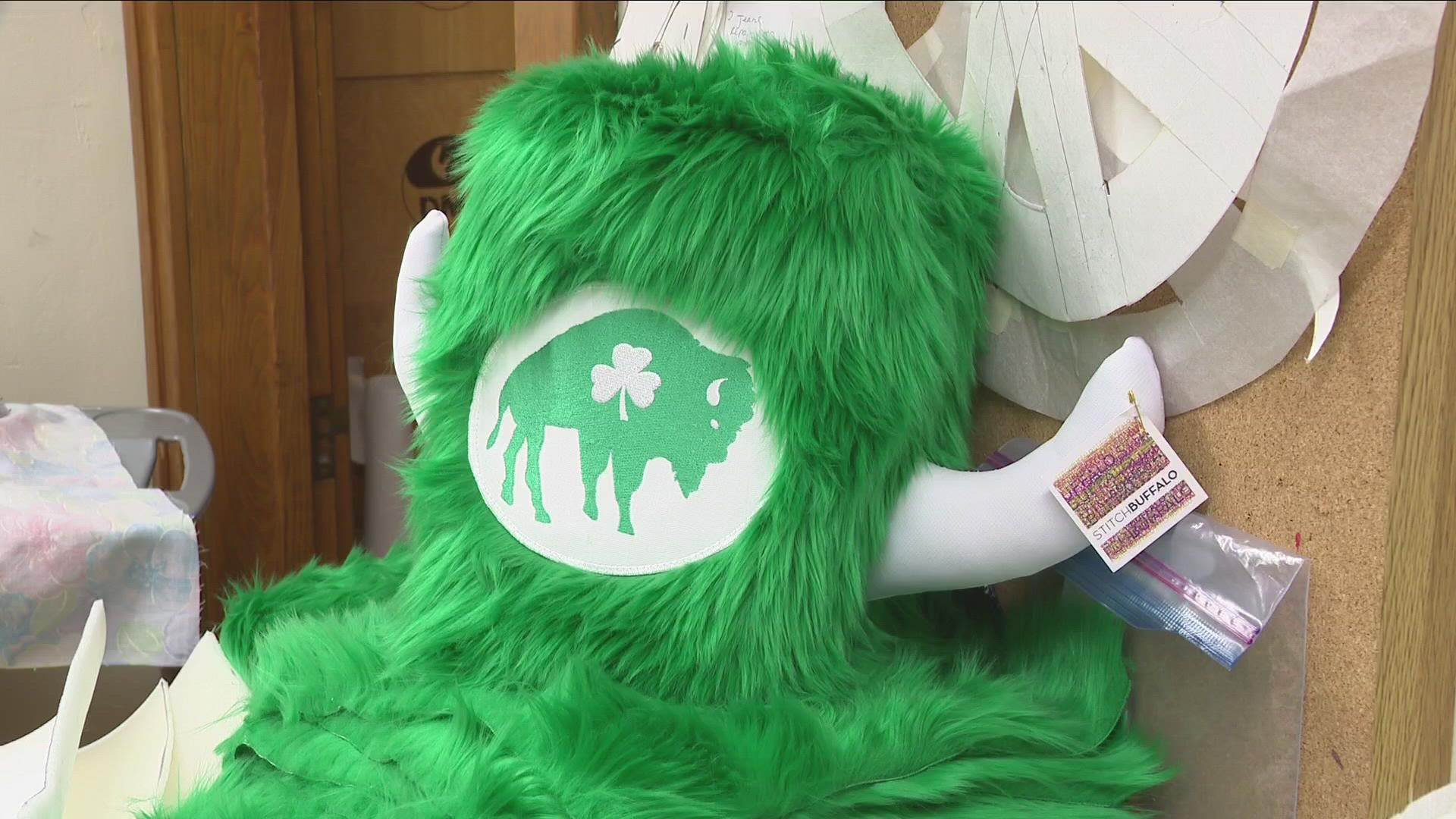 Water Buffalo Club 716 partnered with Stitch Buffalo to create the design, which will be Kelly green with a white patch, showing a green buffalo with a shamrock.