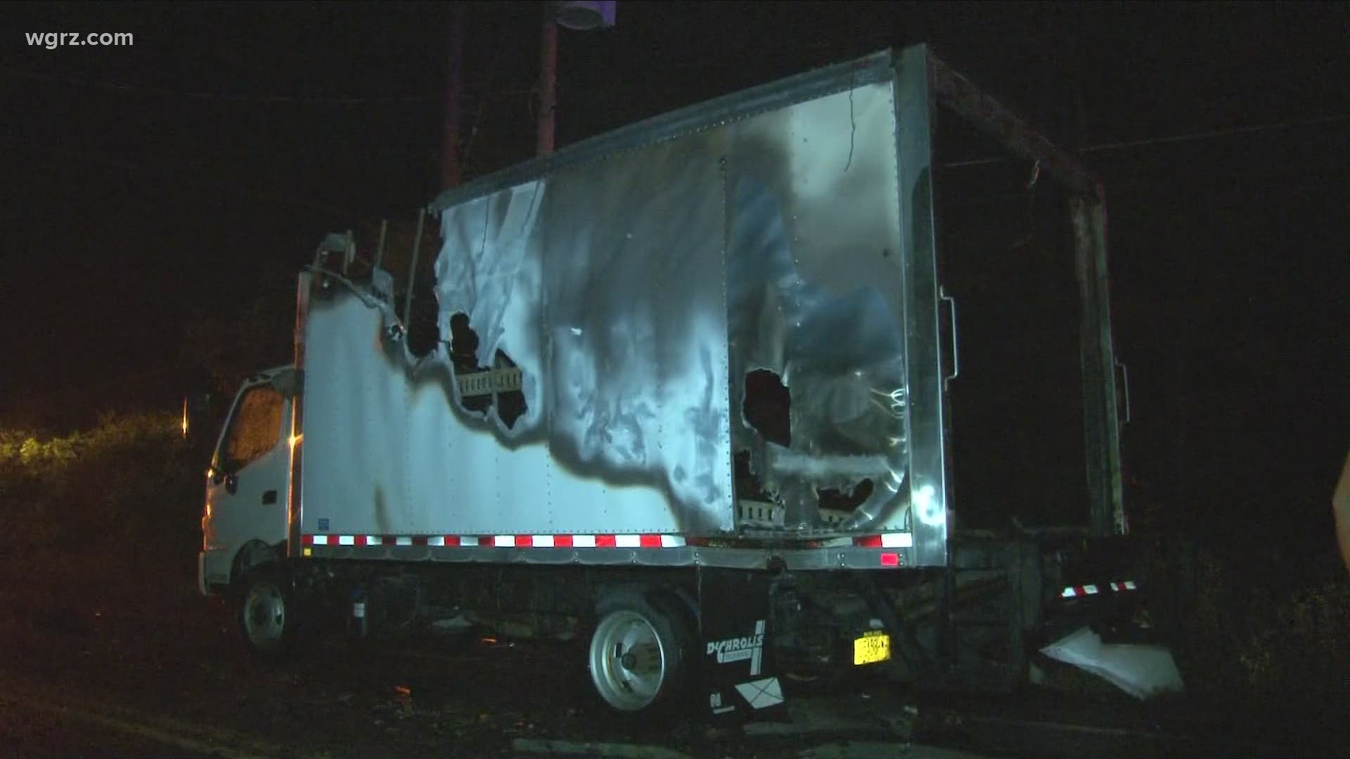 The box truck was returning from a fireworks show in Akron.