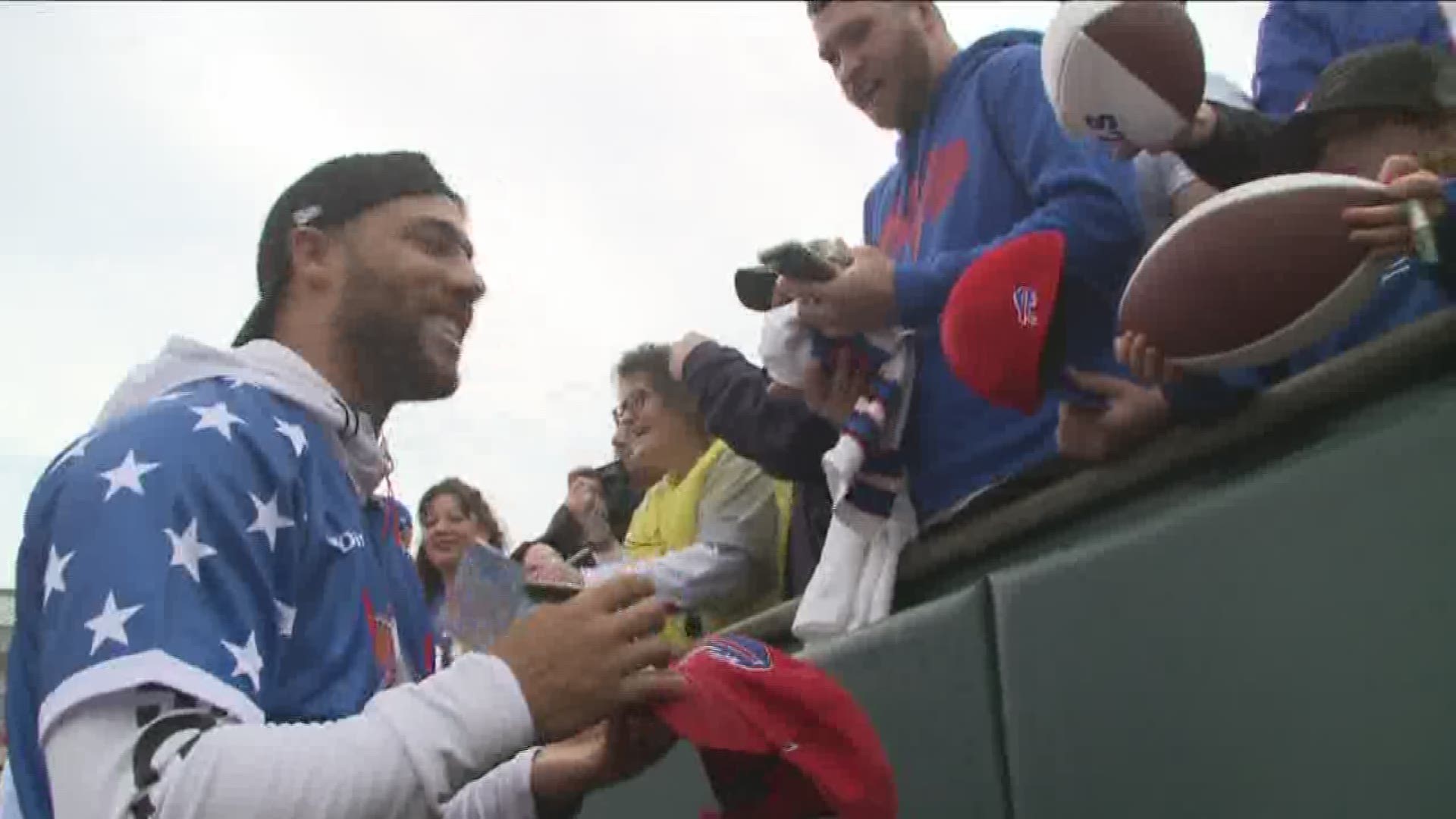Hyde and his Buffalo Bills teammates battle it out on the diamond for charity.
