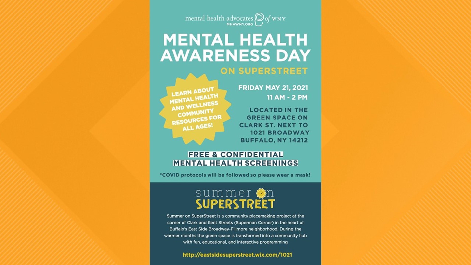 Community residents are invited to come out and learn more about local mental health programs and resources.