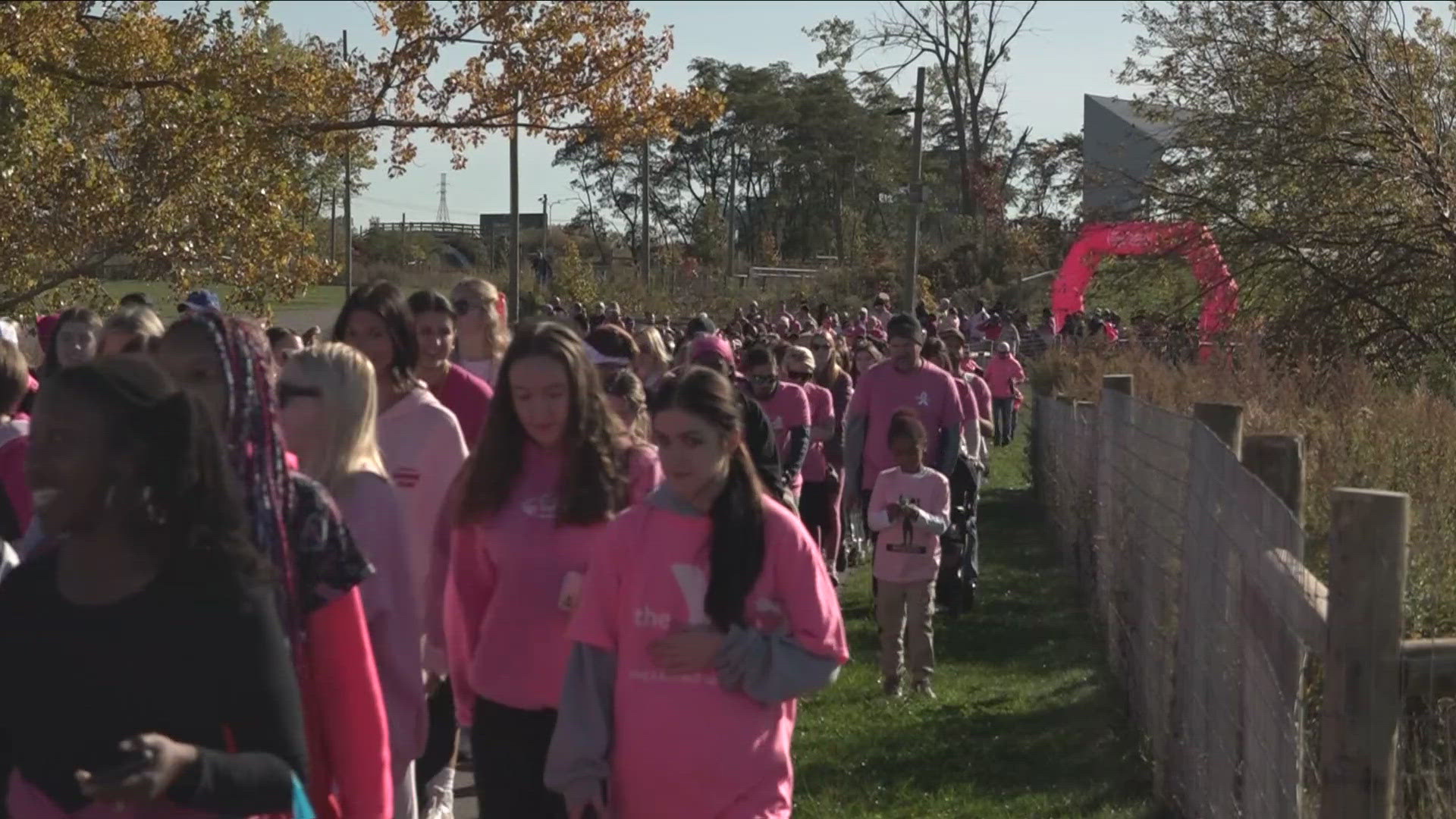 People gathered at Buffalo's Outer Harbor for the Making Strides Against Breast Cancer Walk, which helps raise awareness and money for research.