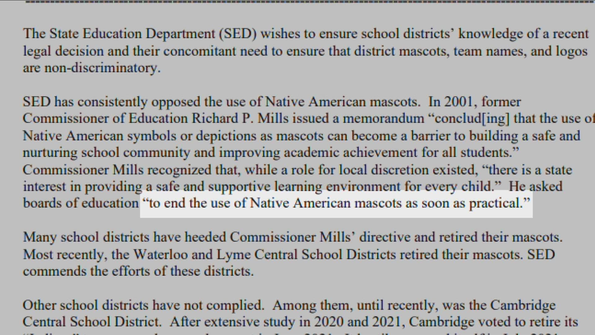 New York State Education: Schools must drop Native American mascots and logos