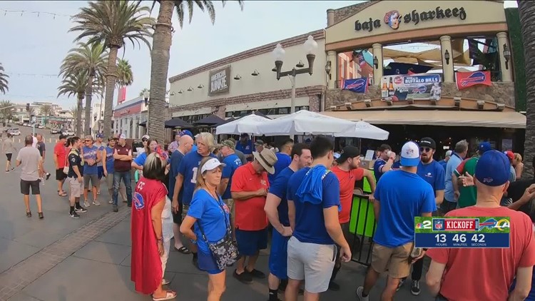 INGLEWOOD, CA - SEPTEMBER 08: A Bills fan holds up a Bills Mafia