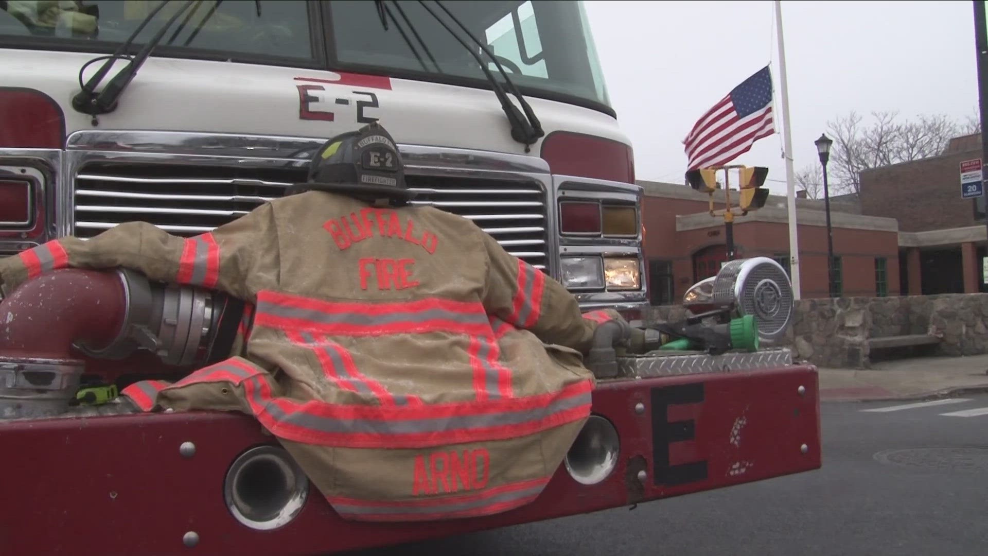The procession took the fallen firefighter past his fire hall one last time.