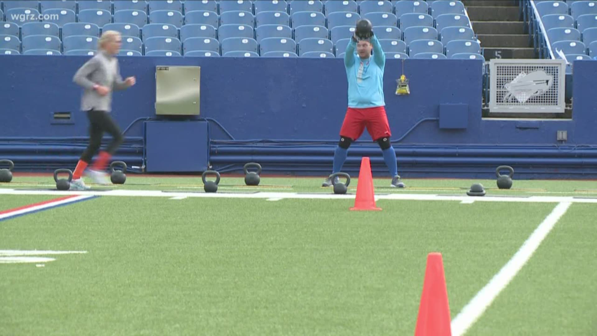 The Gronkowski brothers held an obstacle course at New Era Field today to tackle fitness.