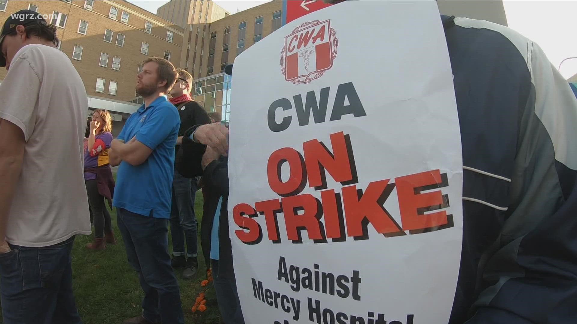 After failing to reach a deal between Catholic Health and the CWA, a strike at Mercy Hospital is about to enter its second day.
