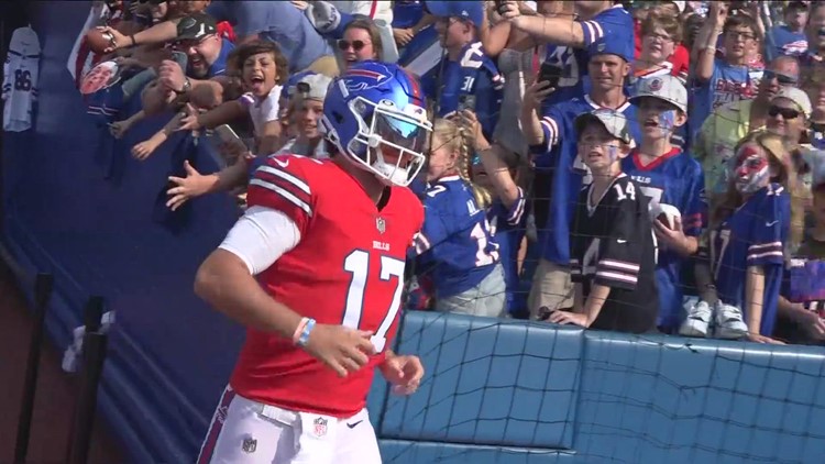 Bills training camp: Josh Allen wears throwback red helmets