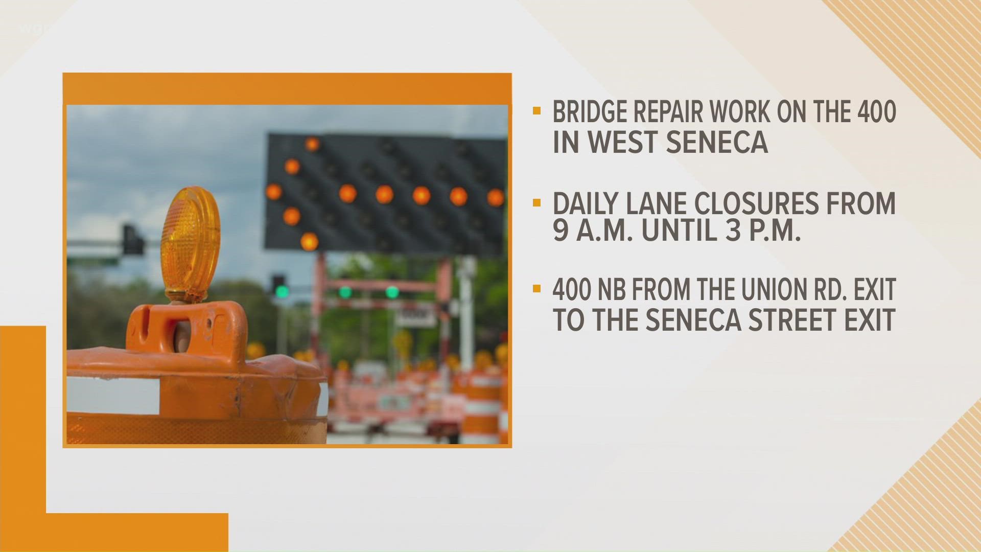 Crews will be starting bridge repair work on Route 400 in West Seneca.