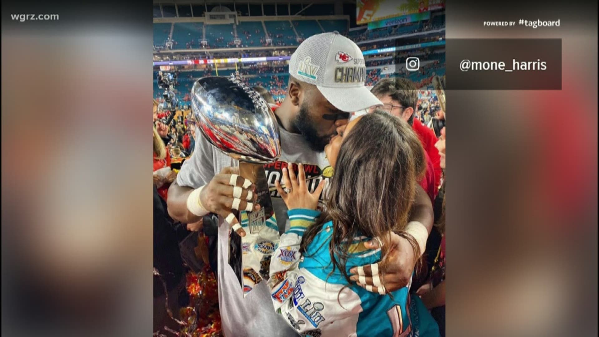 Demone Harris He got his moment afterward there with the Lombardi Trophy... and his fiancee Arianna Marinelli from Williamsville.
