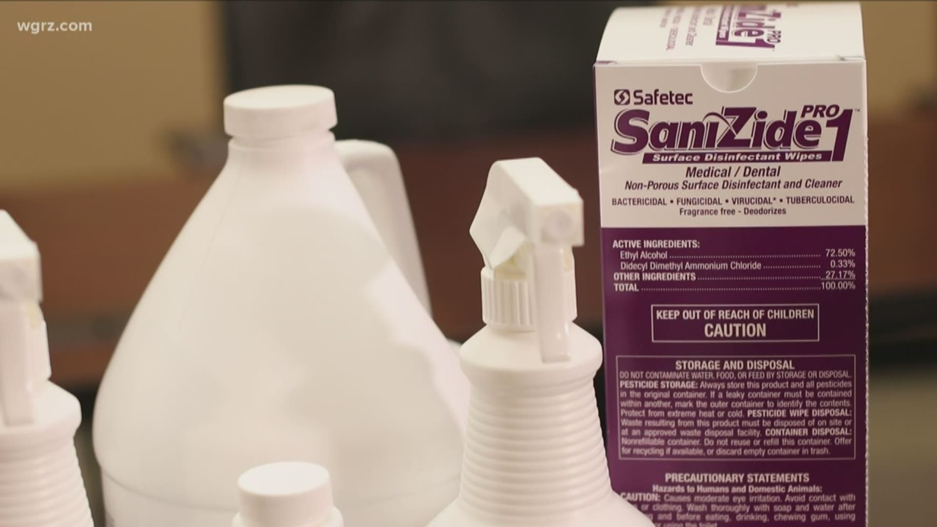 Safetec manufactures a product called sani-zide-pro-1 that is effective against the the covid 19 strain of coronavirus after only a minute.