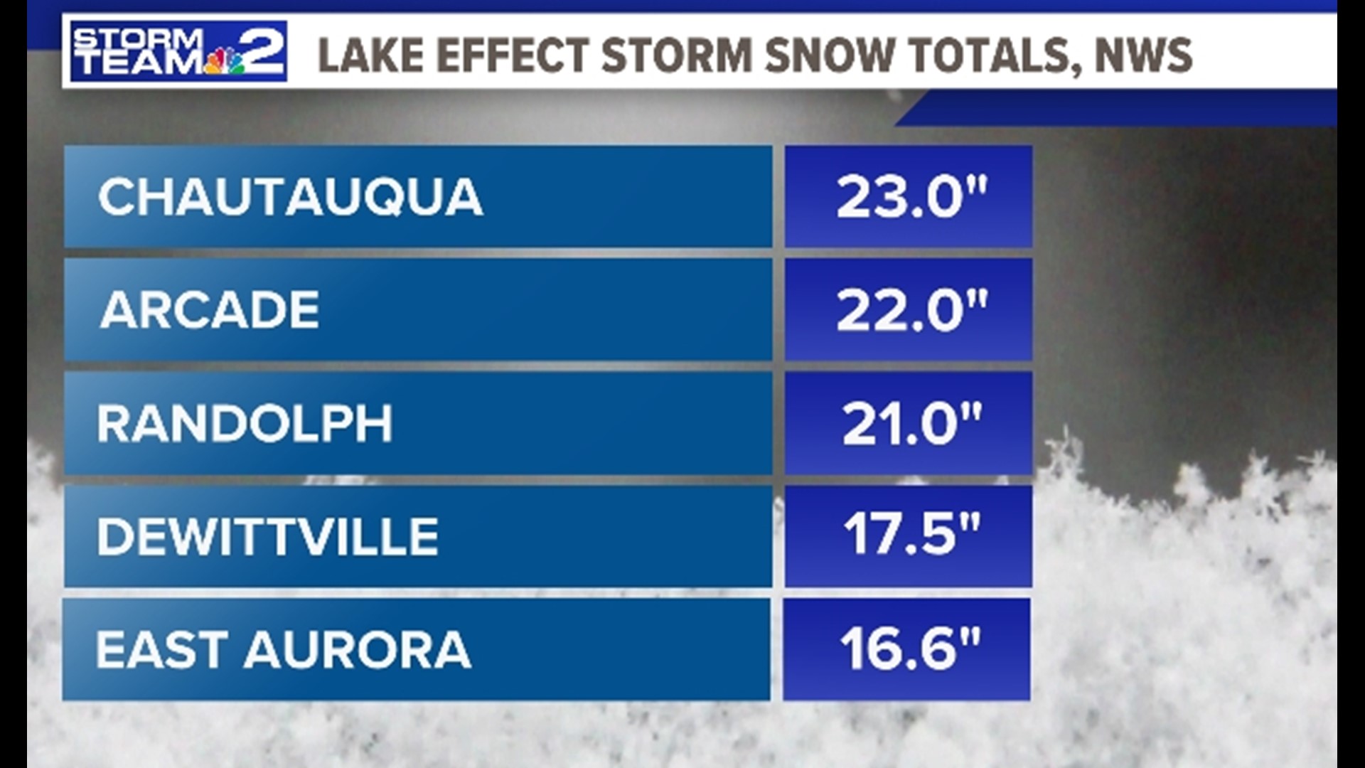 Snow totals in Buffalo area