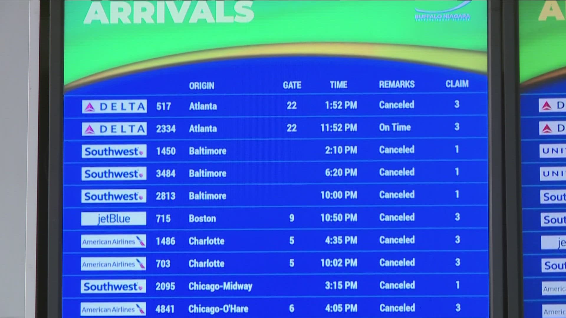 All inbound and outbound flights are canceled for Saturday.