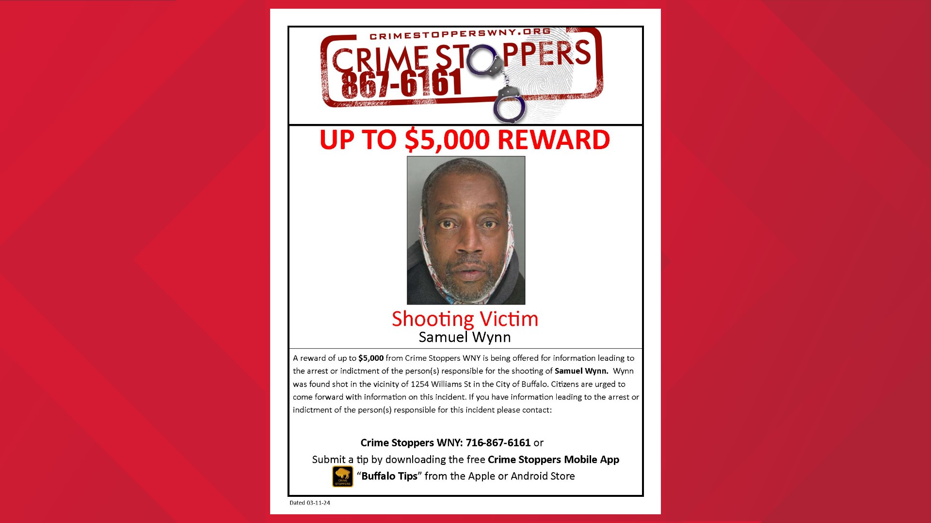 $5,000 reward for information regarding Samuel Wynn | wgrz.com