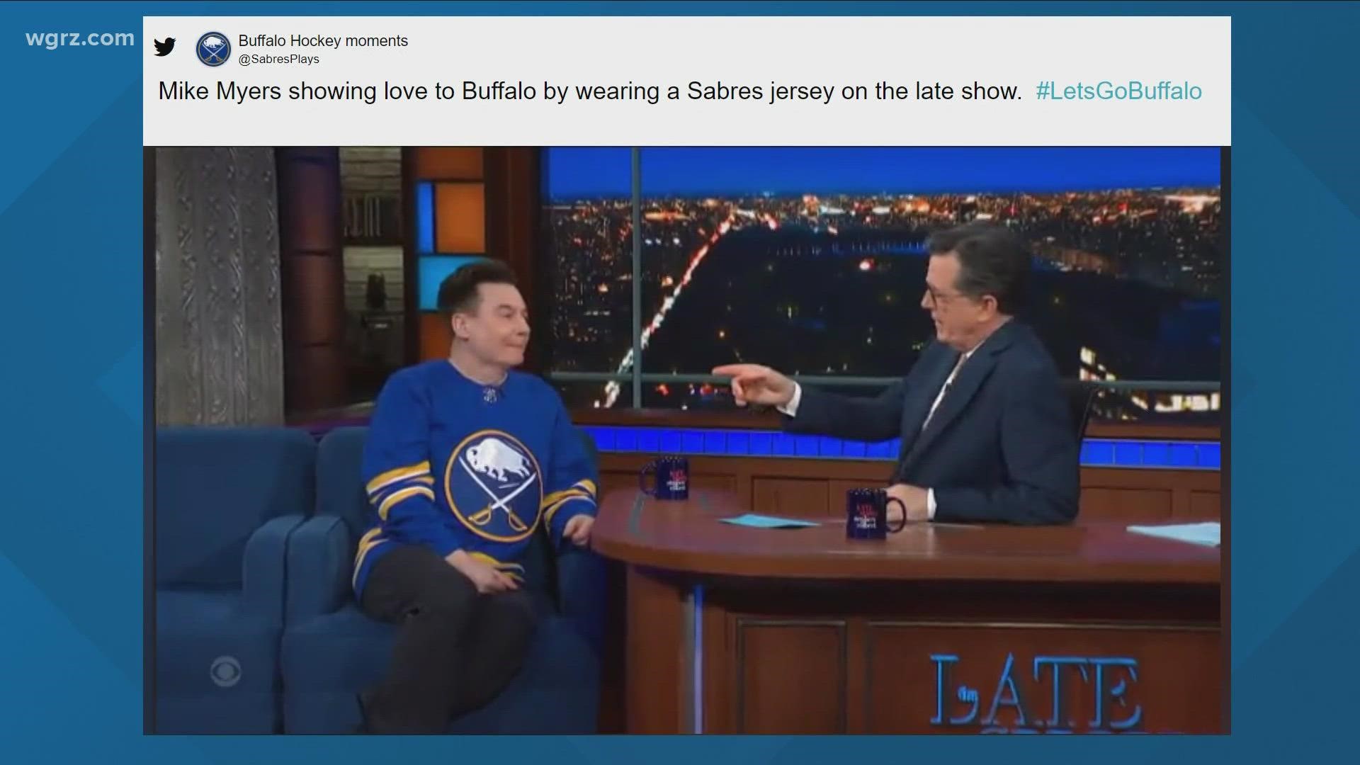 Mike Myers wears Sabres jersey on Late Show