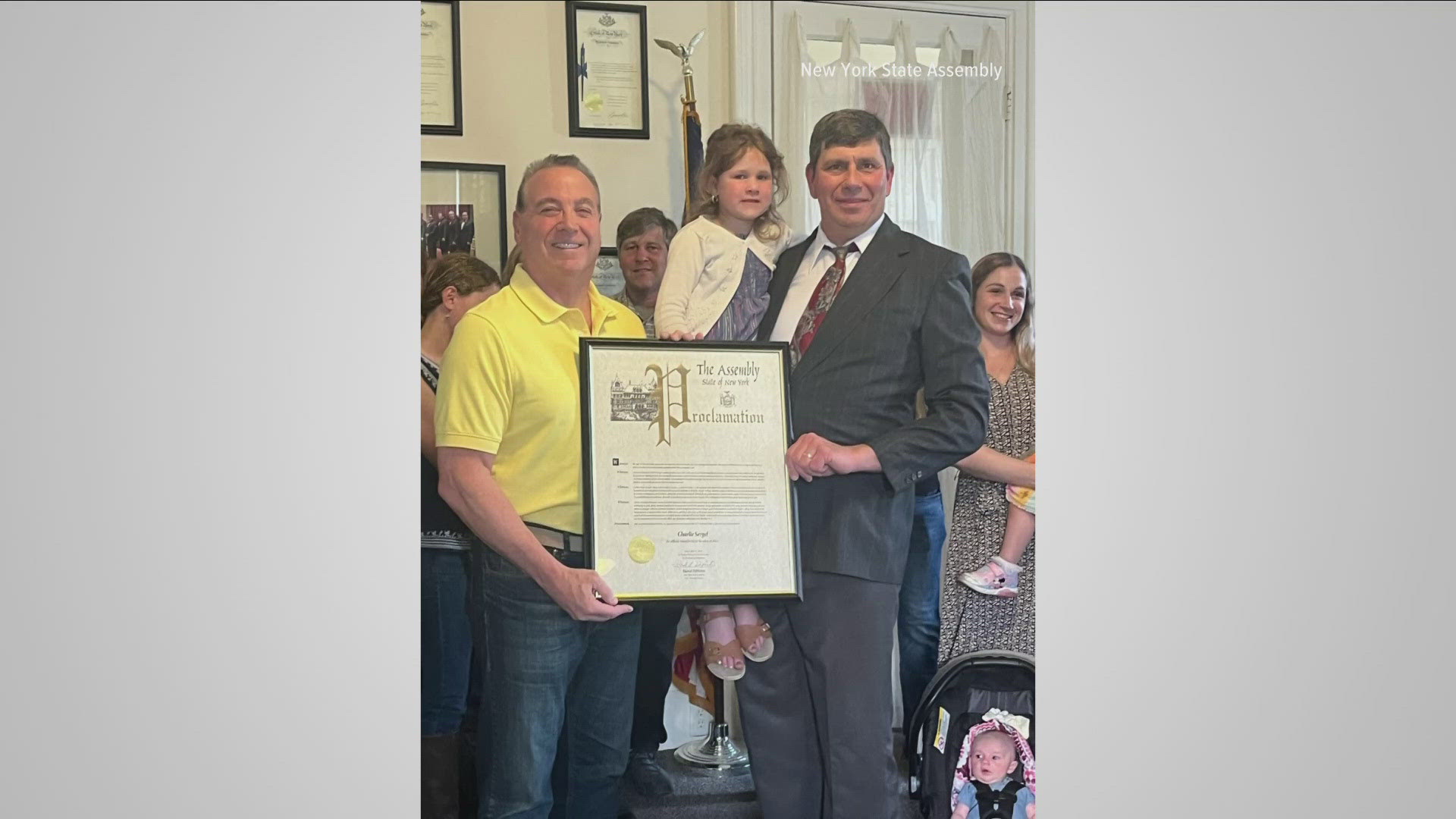 Assemblyman David DiPietro Presented Charlie Sergel with a proclamation for his heroic actions.