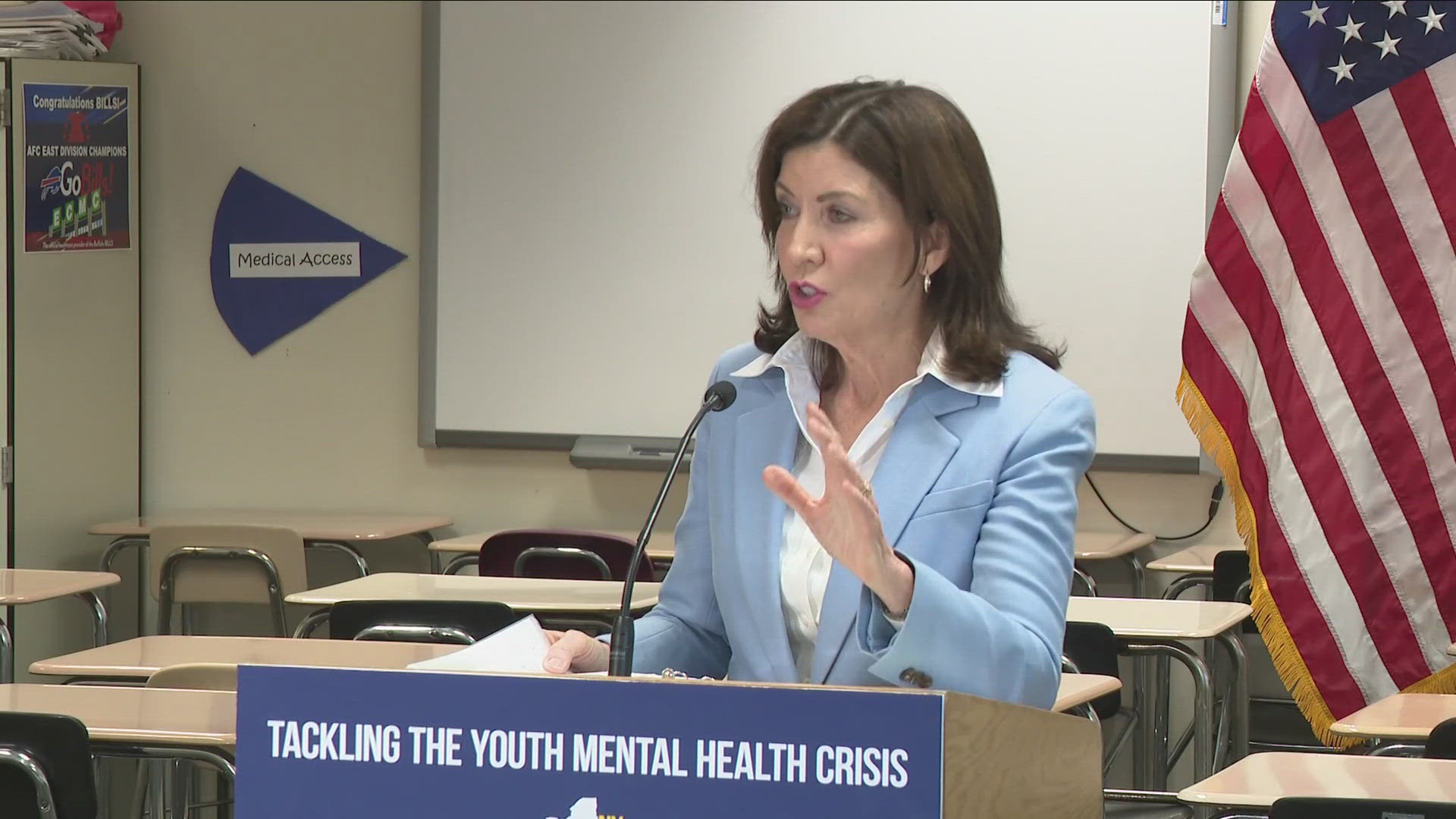 Hochul is hoping to advance legislation that would restrict addictive features on social media, as well as restrict the collection of minors’ personal data.