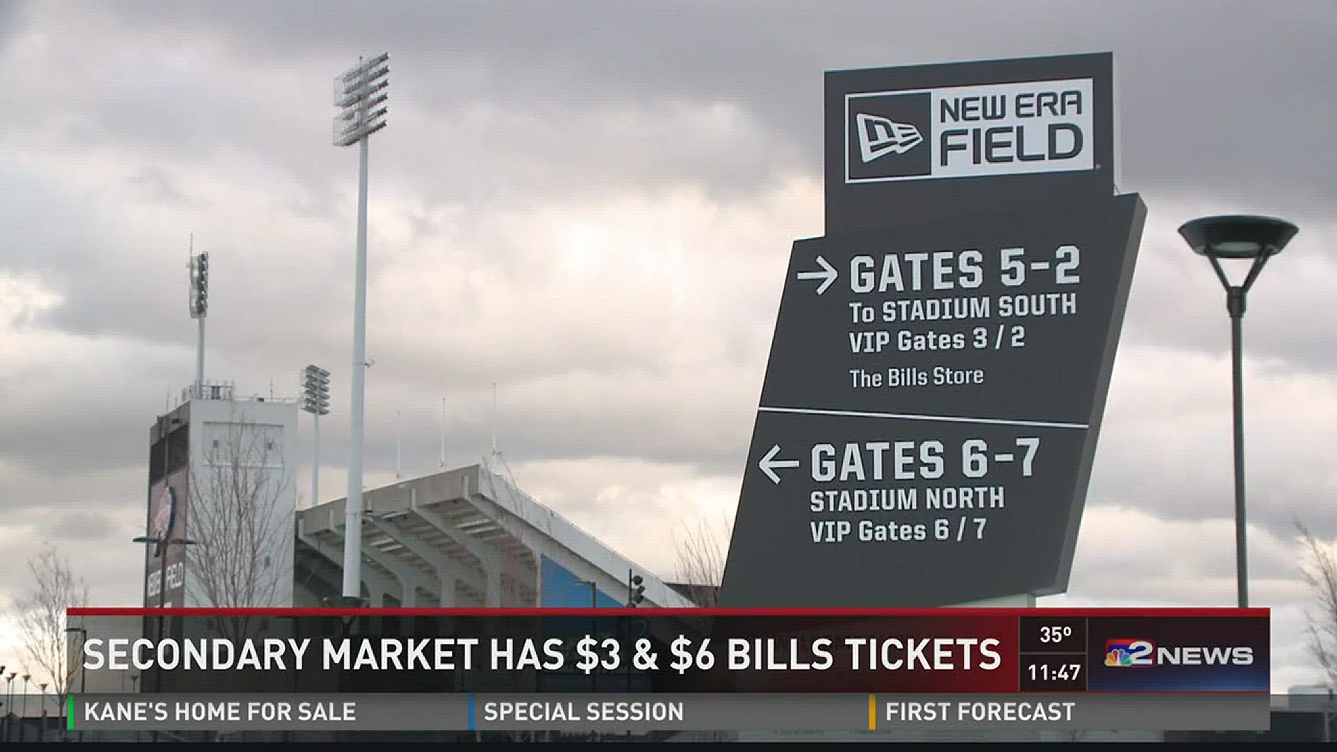 Bills tickets selling for $3 and $6