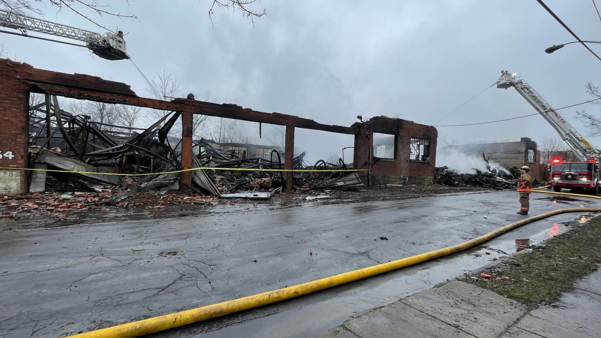 Buffalo firefighters battled a massive fire on the city's East Side early Sunday morning.