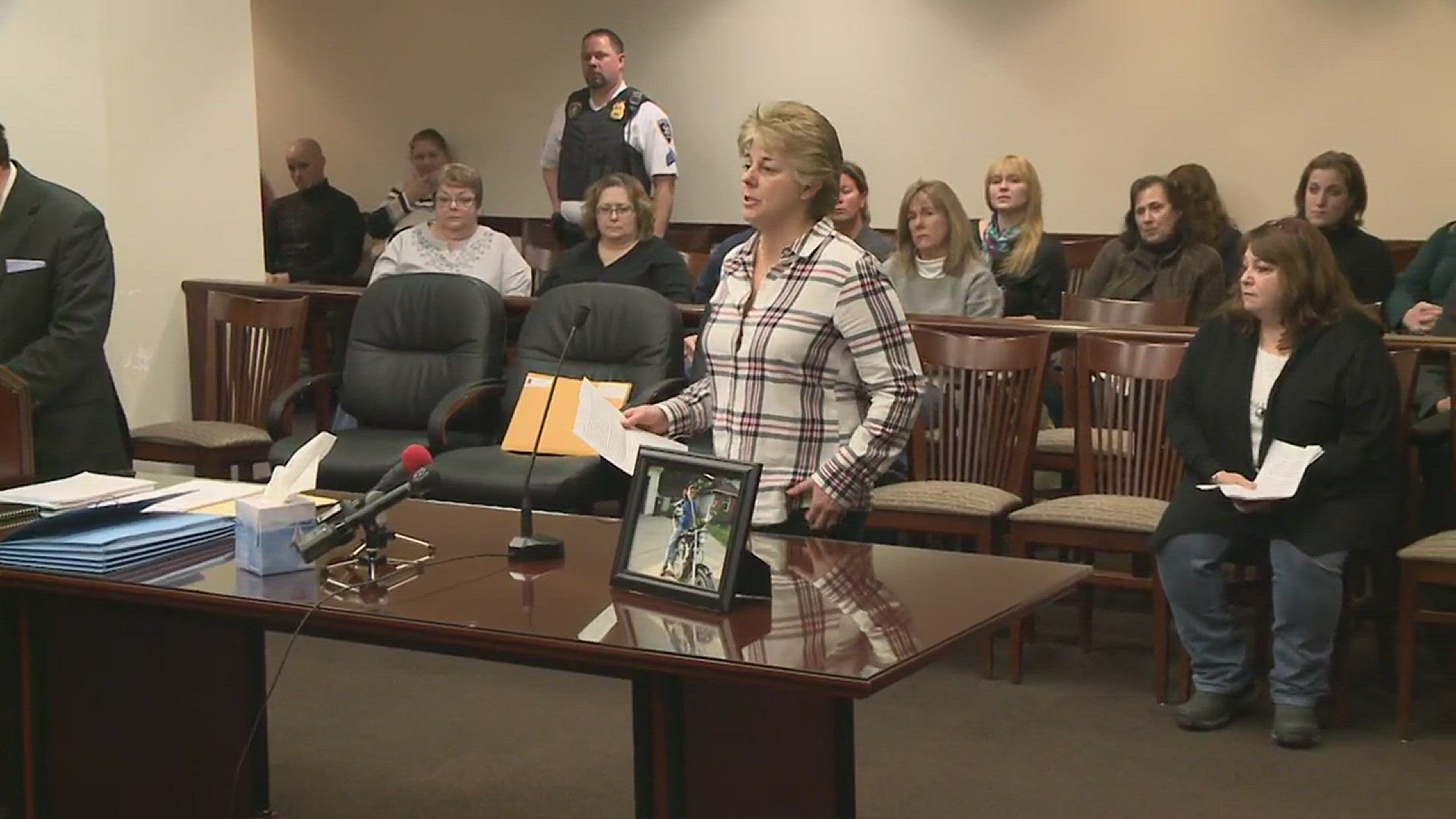 Christopher Barton's family speaks to the court before Jennifer Sage's sentence.