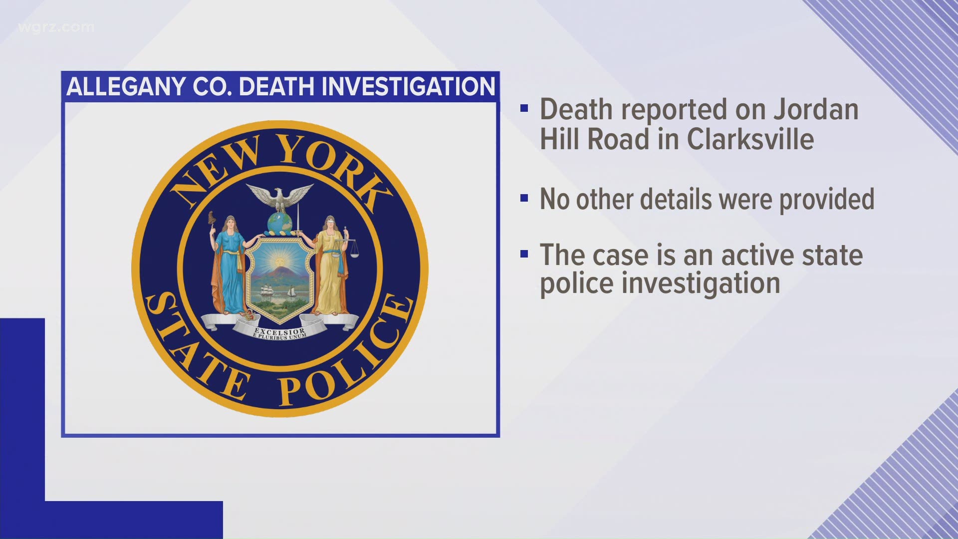 Troopers said the death was reported on Jordan Hill Road in the Town of Clarksville. No further information has been provided.