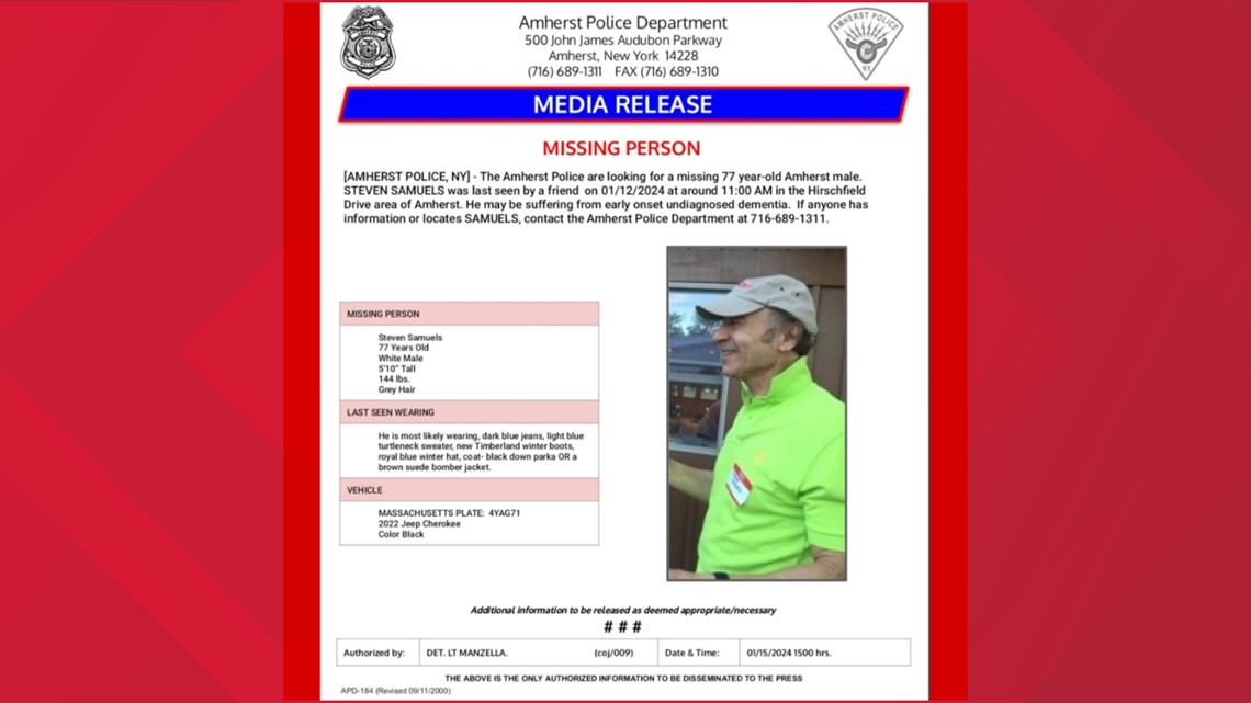 Missing 77-year-old man Amherst - Vimarsana News