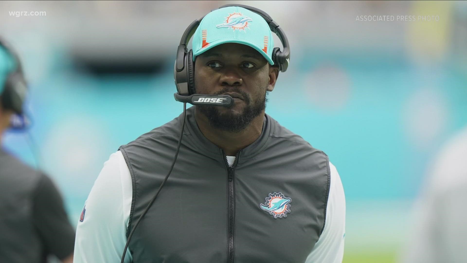Former Miami coach Brian Flores suing the league and the Giants, Broncos and Dolphins. He claims racial discrimination in his firing by those three teams.