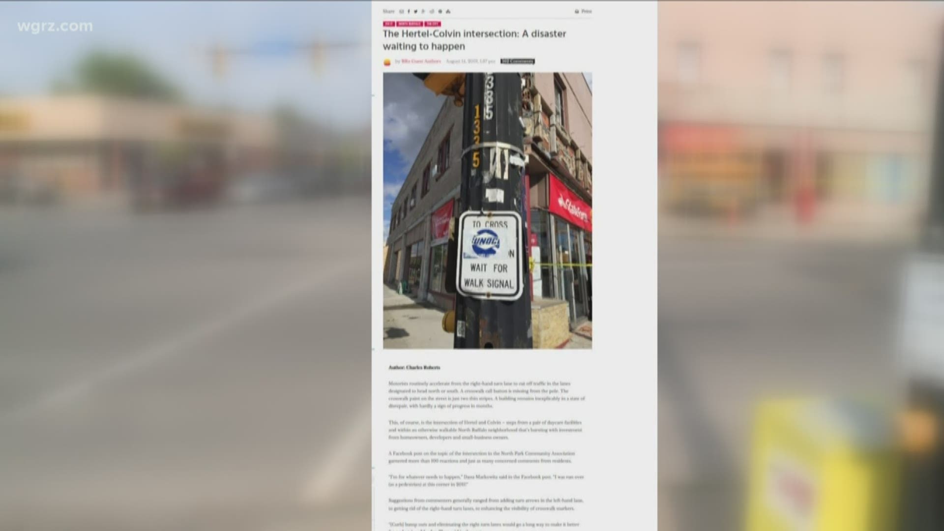 The city installed a new crosswalk button today at the intersection of Colvin and Hertel.