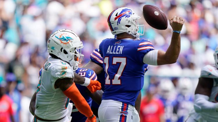 Allen, Bills offense miss marks they usually hit in Miami loss