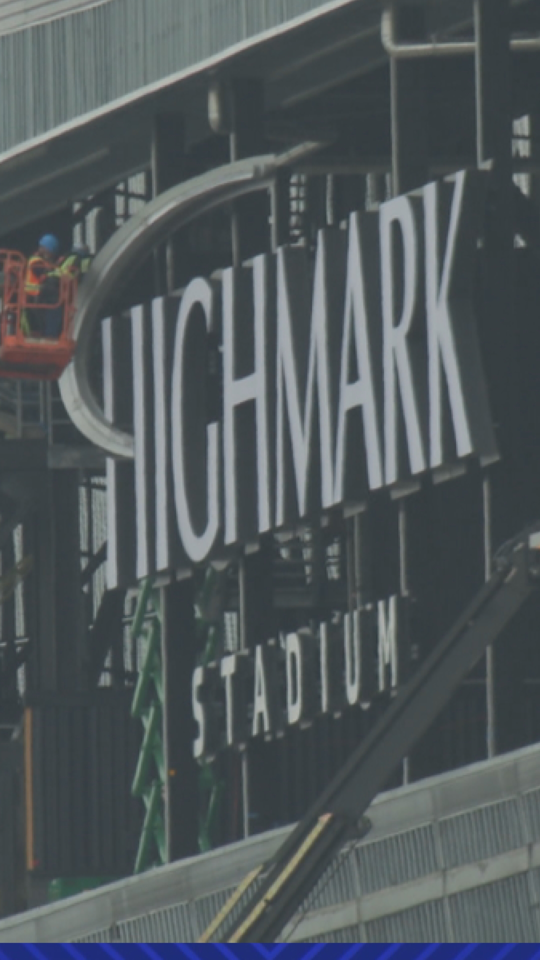 High Mark Sign Highmark Stadium sign installed on new Bills Stadium | wgrz.com